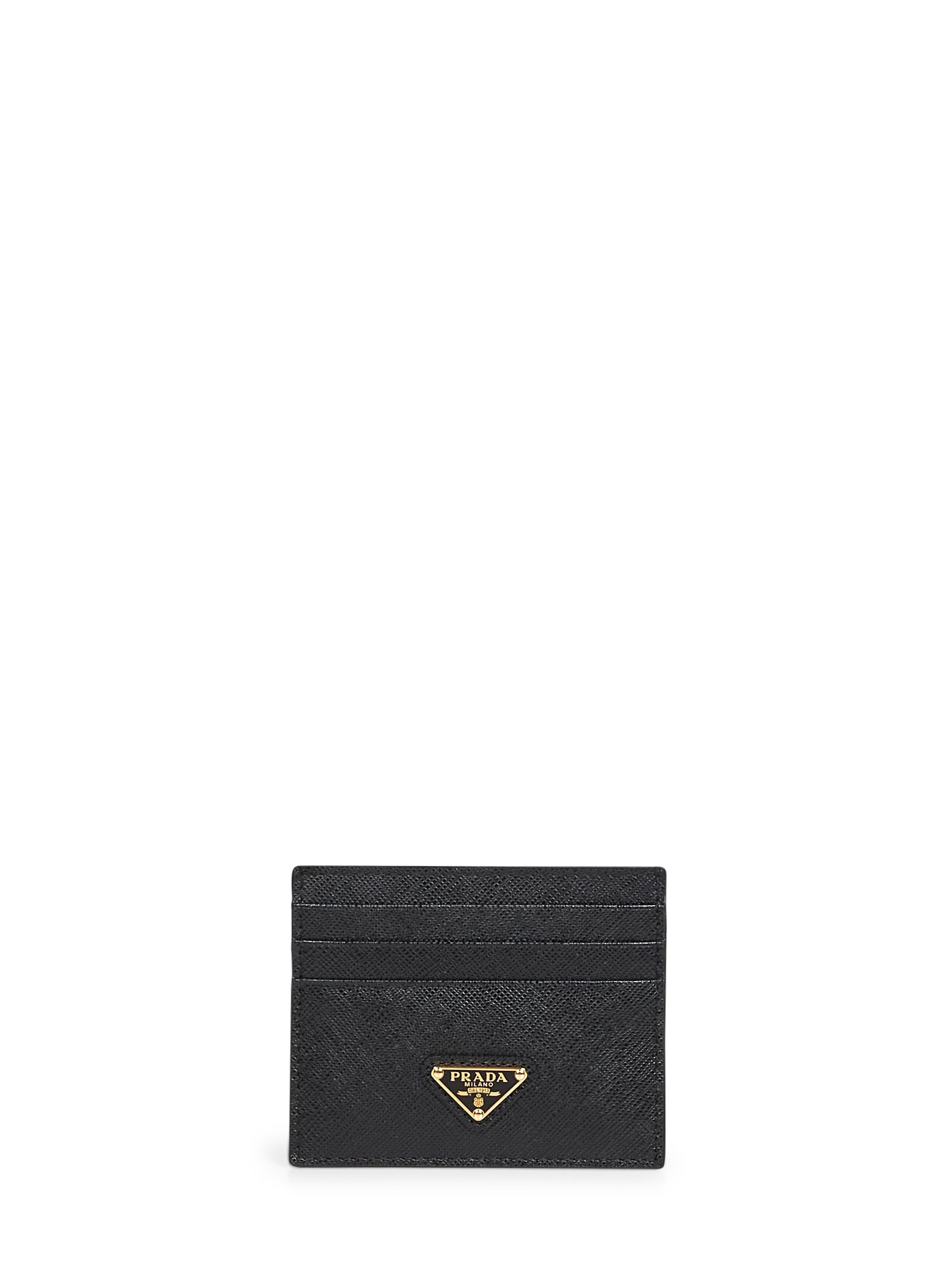 Prada Accessori Pelletteria Women Black Saffiano Leather Card Holder PRADA
