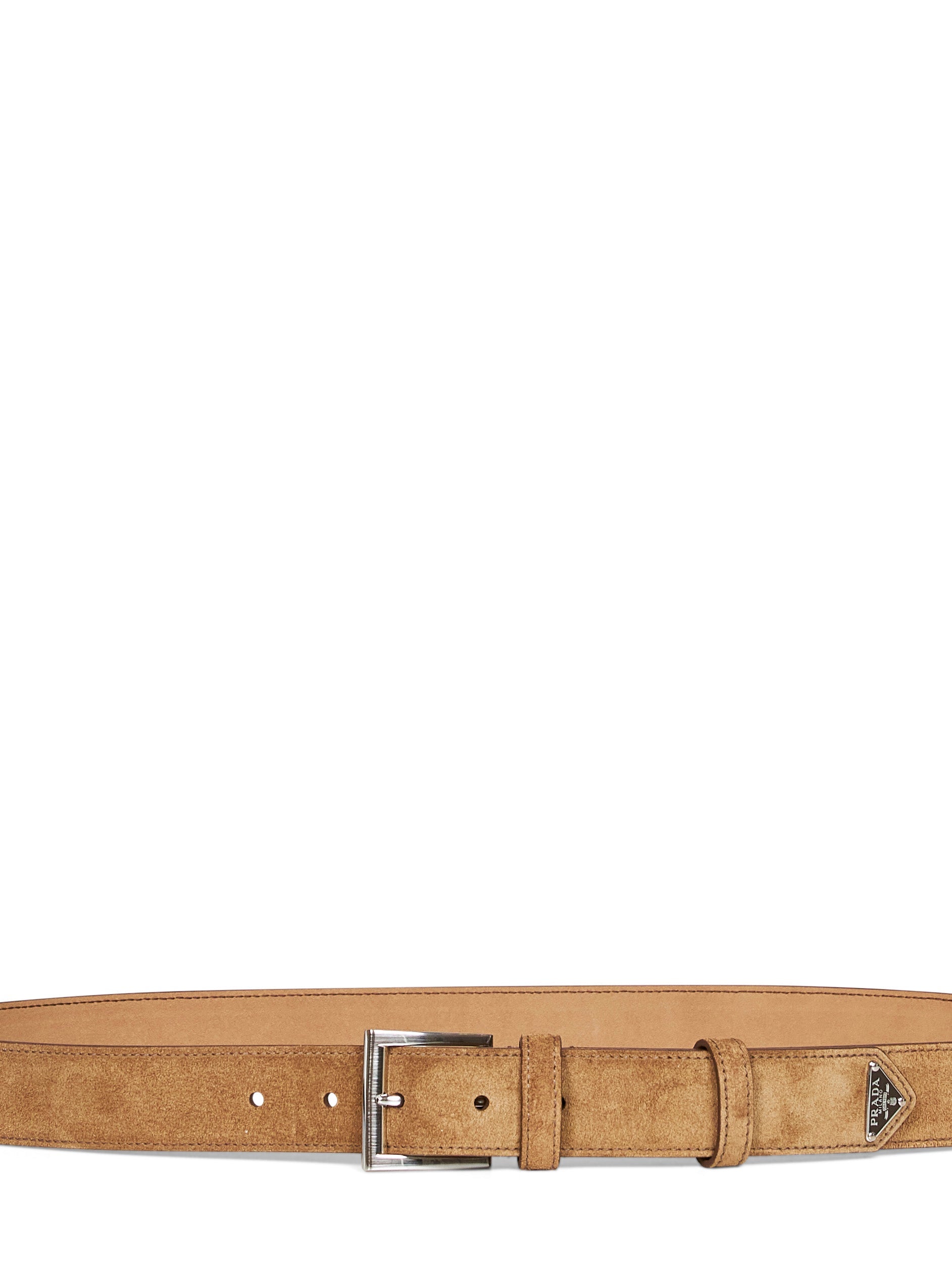 Prada Accessori Pelletteria Men Sesame Suede Belt PRADA