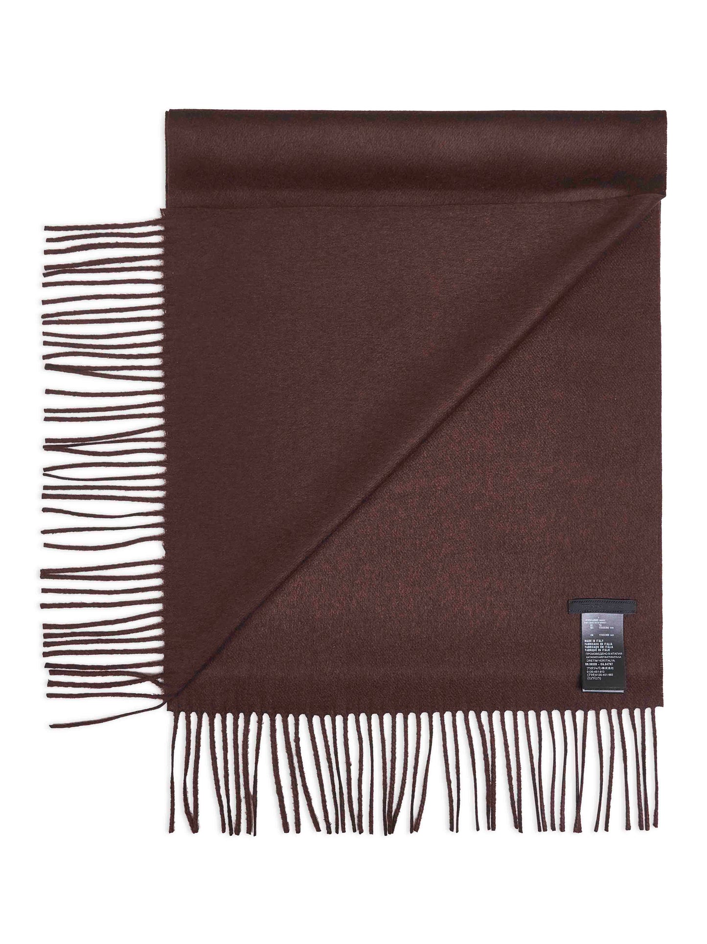 Prada Accessori Pelletteria Men Brown Silk And Cashmere Scarf PRADA