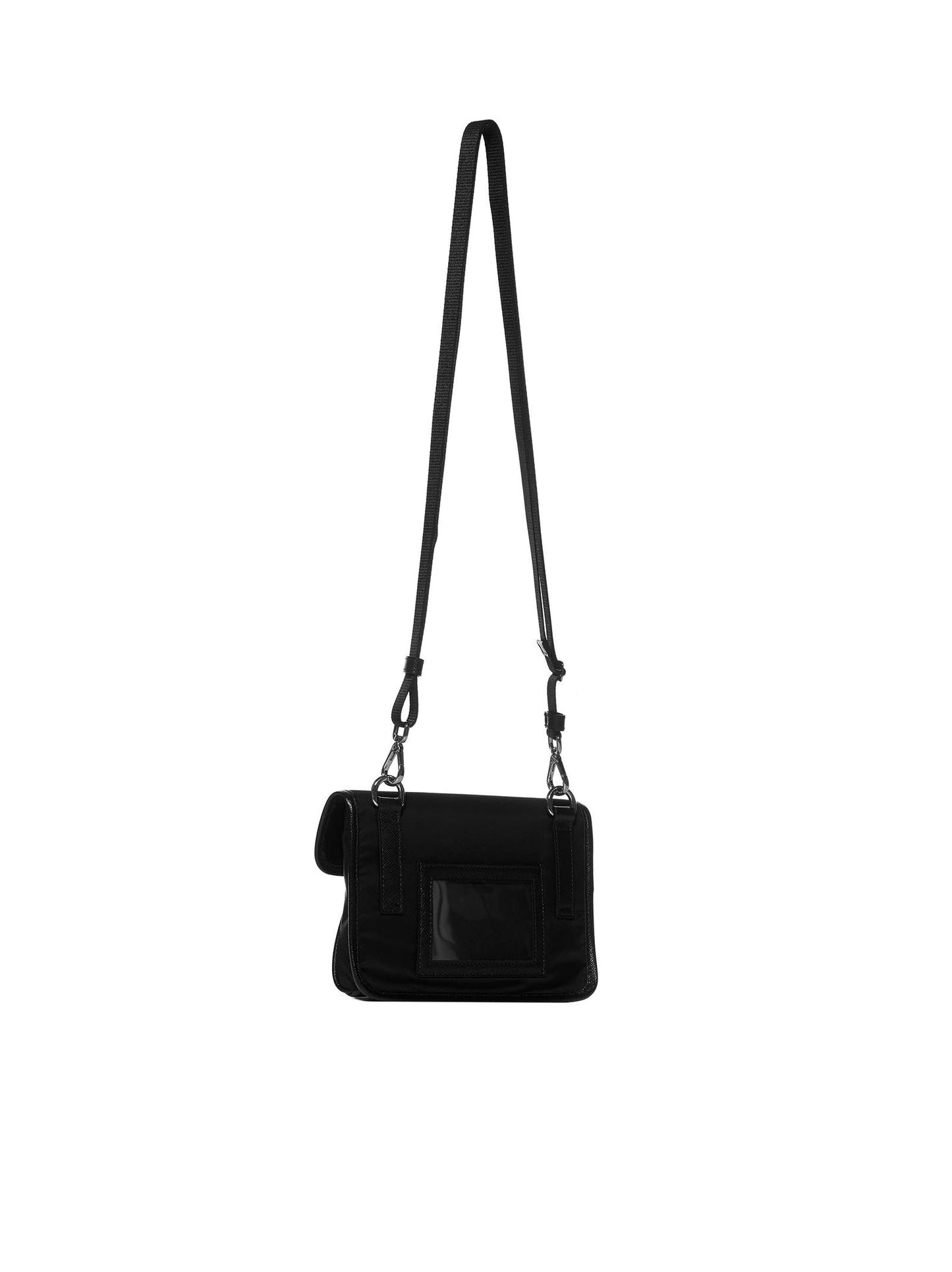 Prada Accessori Pelletteria Men Phone Holder In Black Re-Nylon And Saffiano Leather PRADA