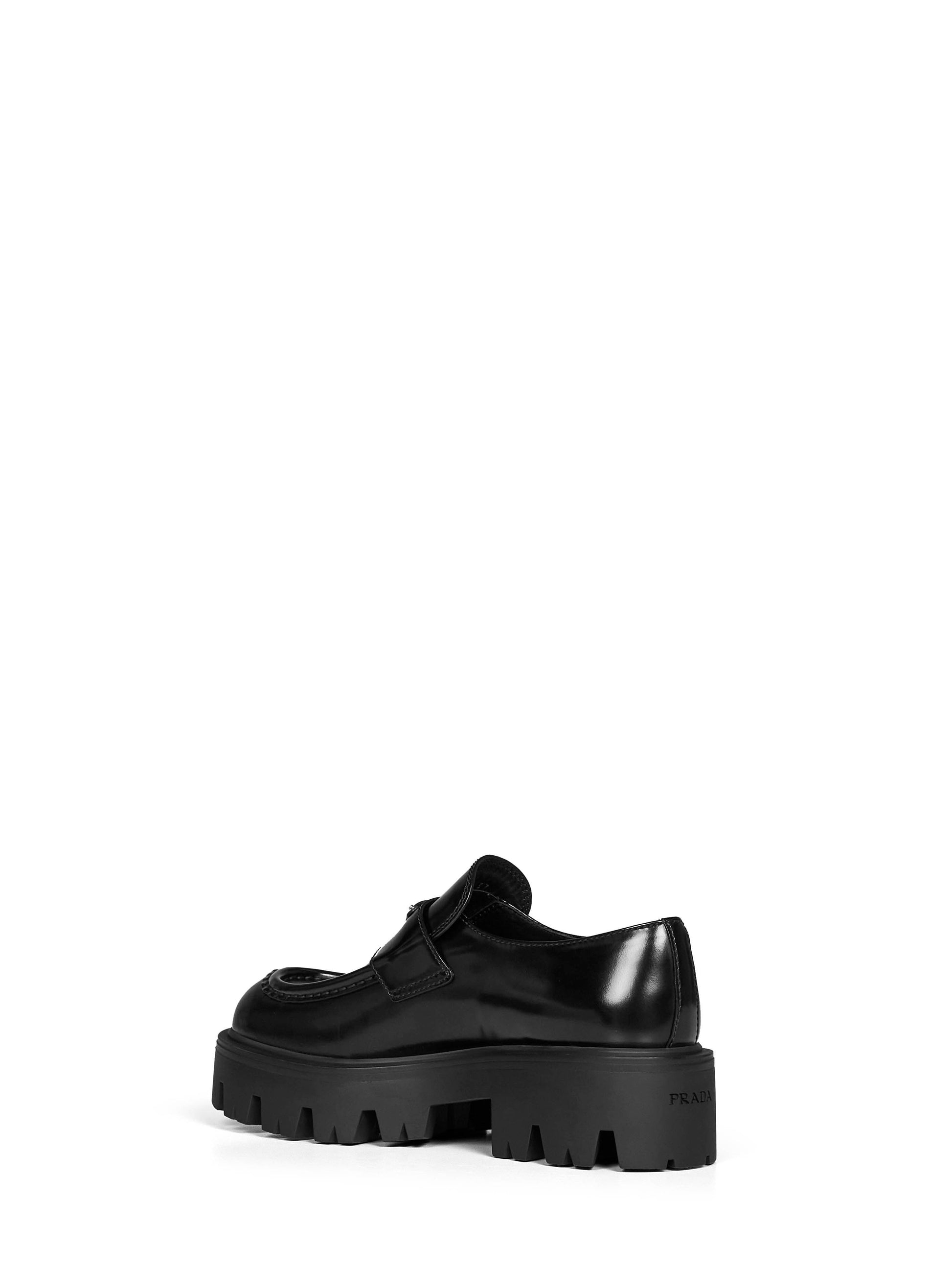 Prada Calzature Women Black Brushed Leather Loafers PRADA