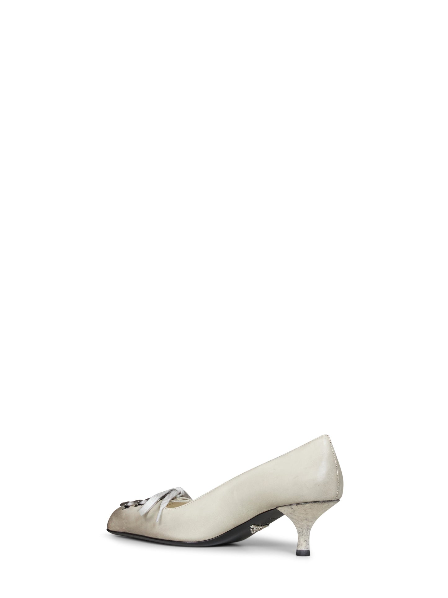 Prada Calzature Women Talc Antique-Finish Leather Pumps PRADA