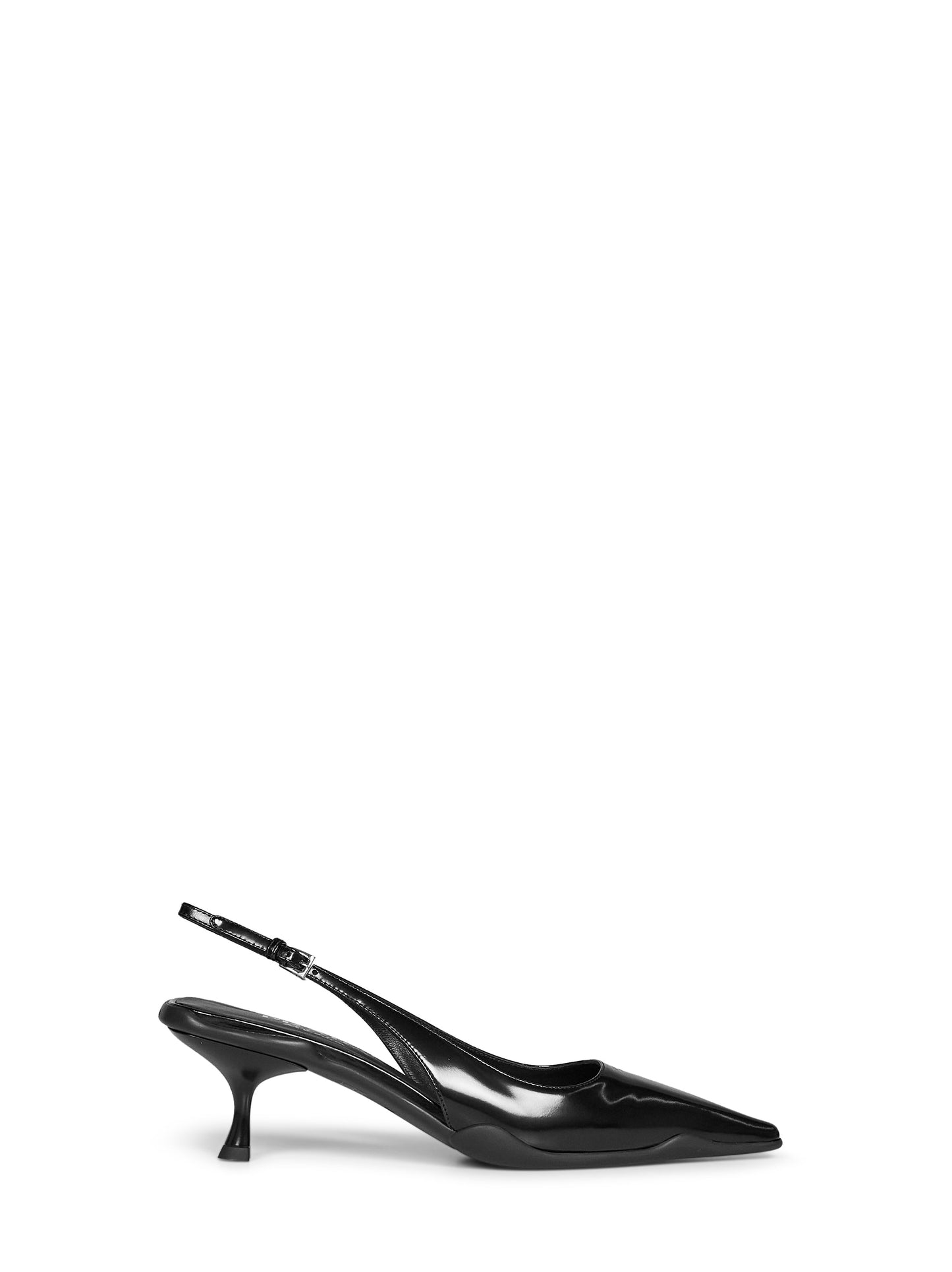 Prada Calzature Women Black Brushed Leather Slingback Pumps PRADA