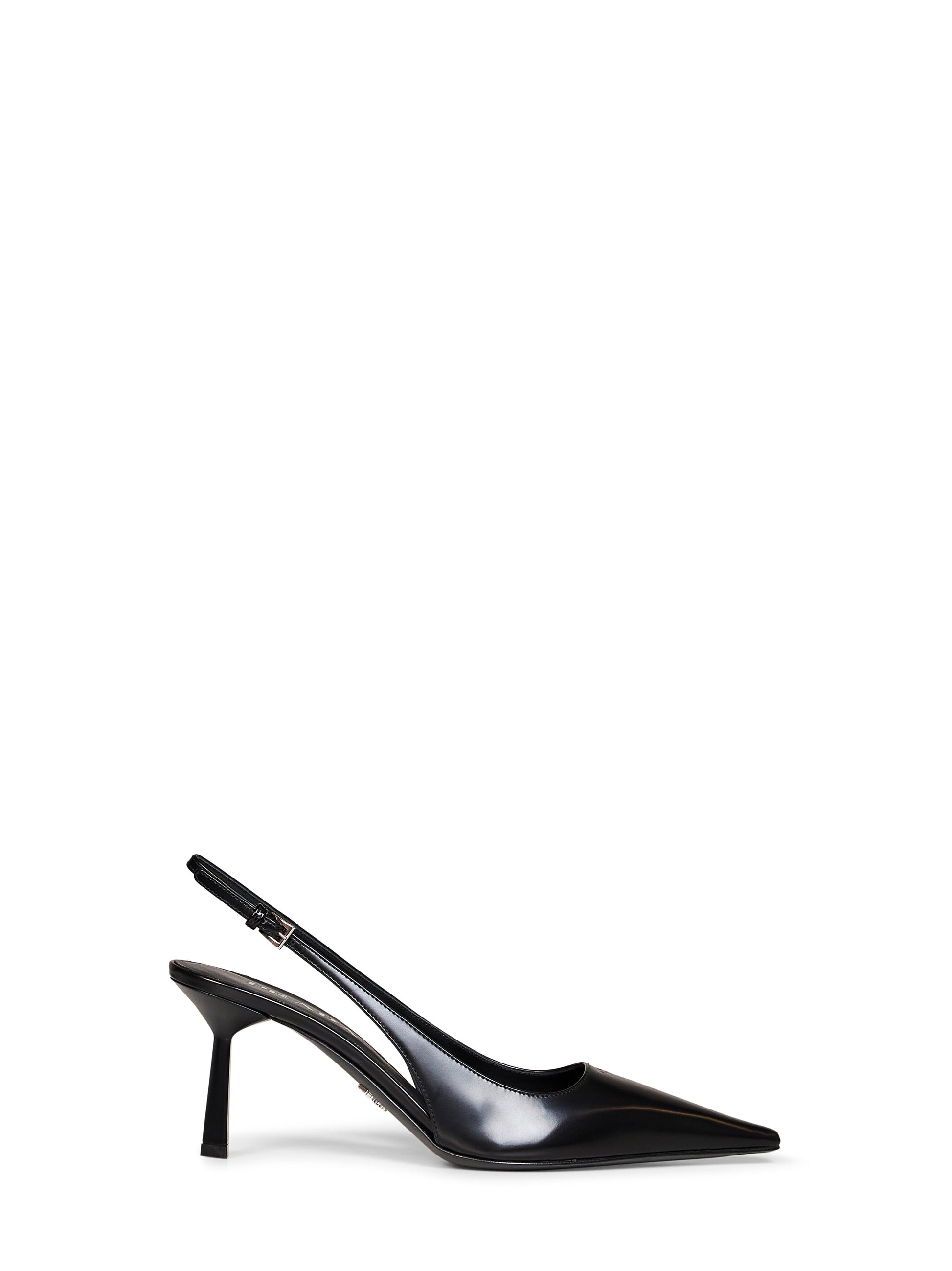 Prada Calzature Women Black Brushed Leather Slingback Pumps PRADA