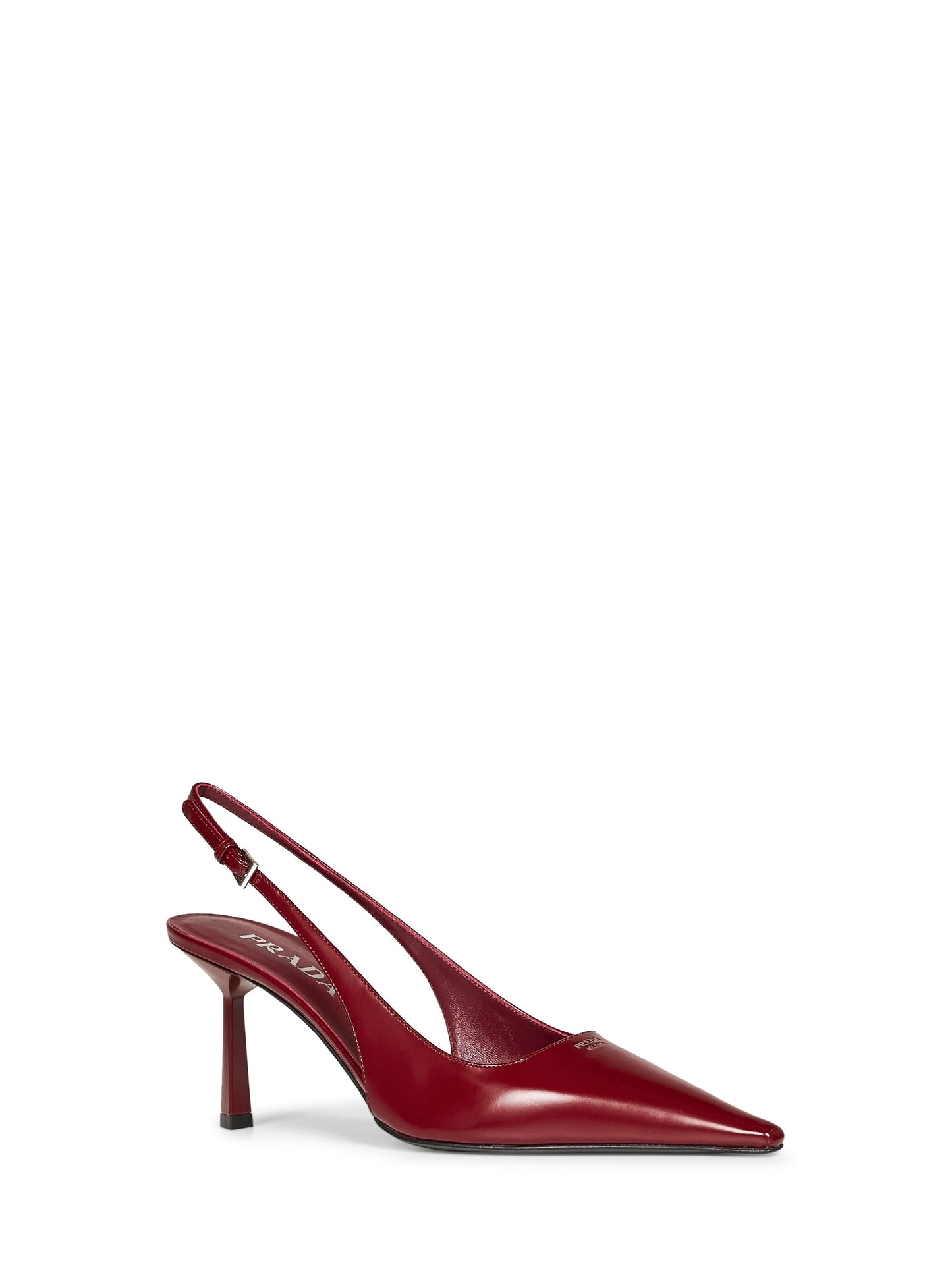 Prada Calzature Women Burgundy Brushed Leather Slingback Pumps PRADA