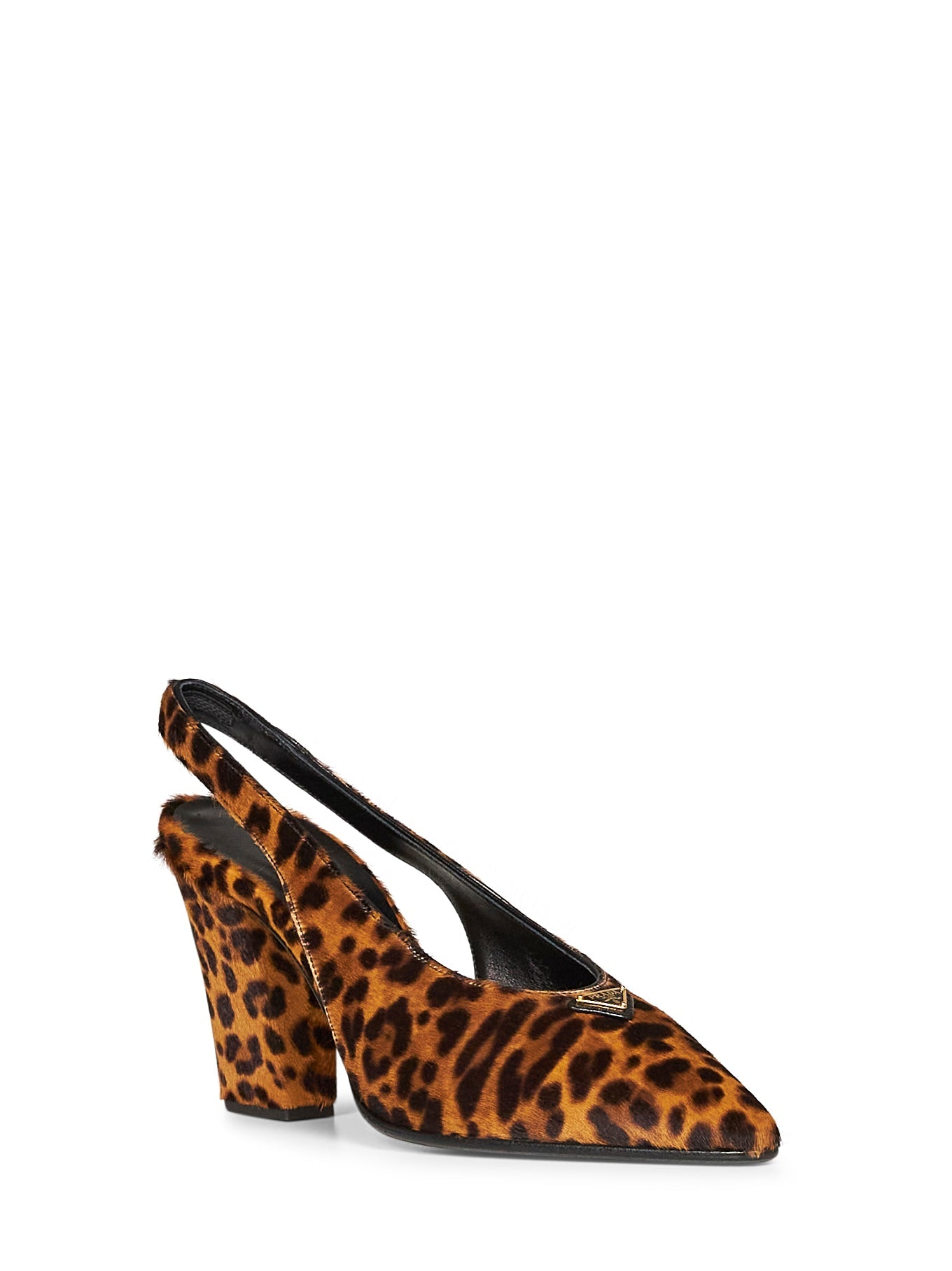 Prada Calzature Women Honey Leopard-Print Calf Hair Slingback Pumps PRADA