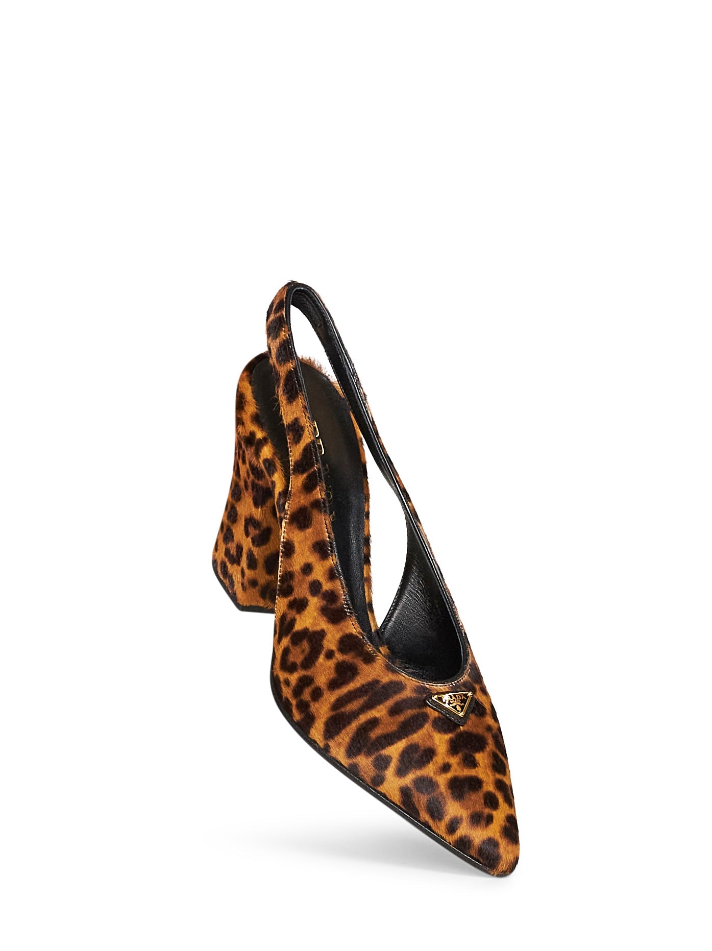 Prada Calzature Women Honey Leopard-Print Calf Hair Slingback Pumps PRADA
