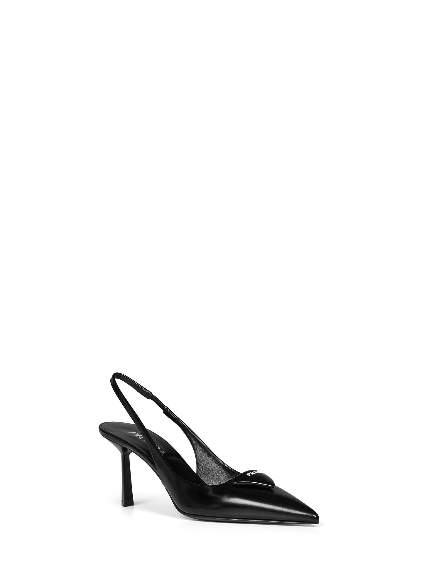 Prada Calzature Women Black Brushed Leather Slingback Pumps PRADA