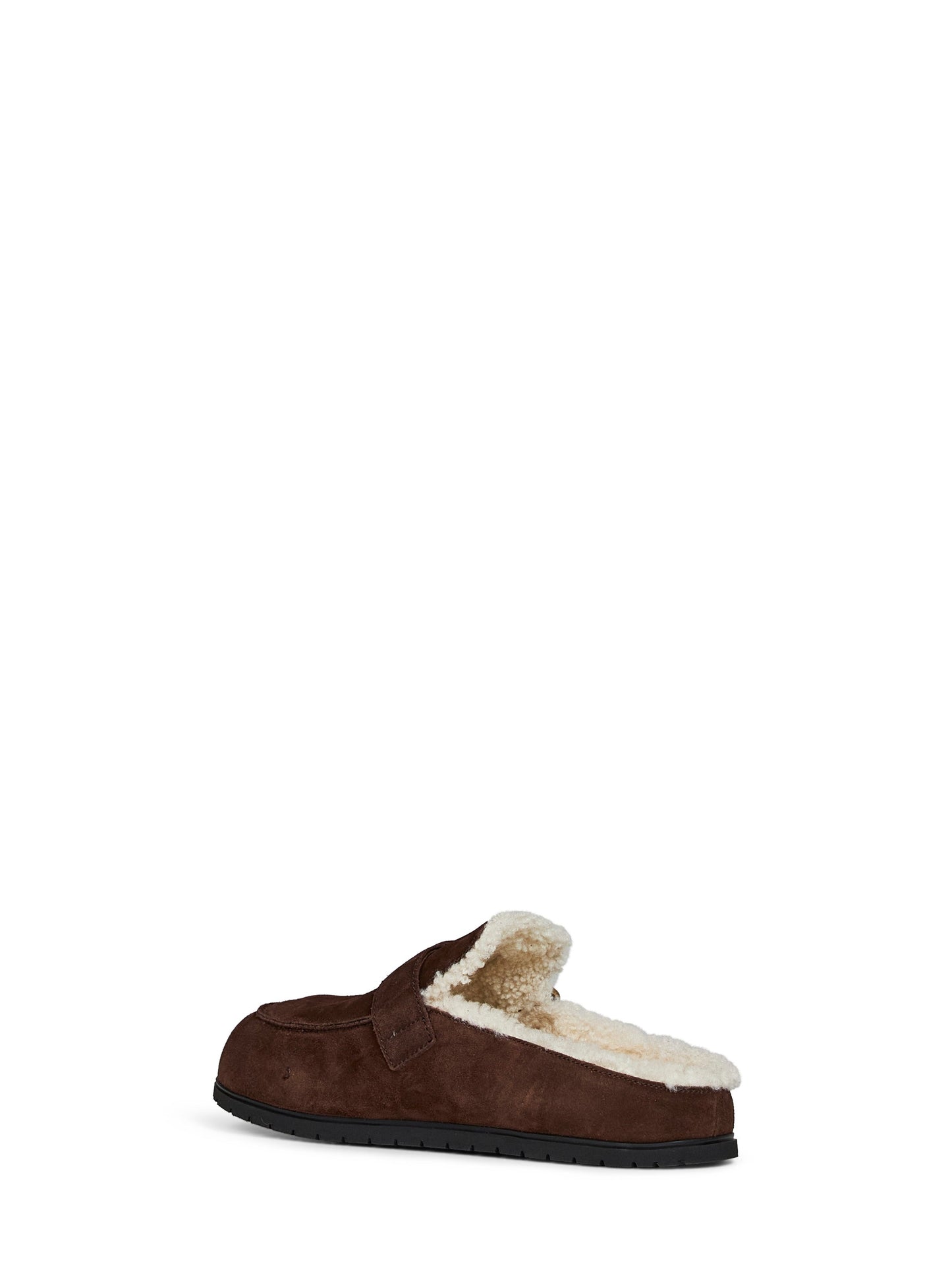 Prada Calzature Women Dark Brown Suede And Shearling Mules PRADA