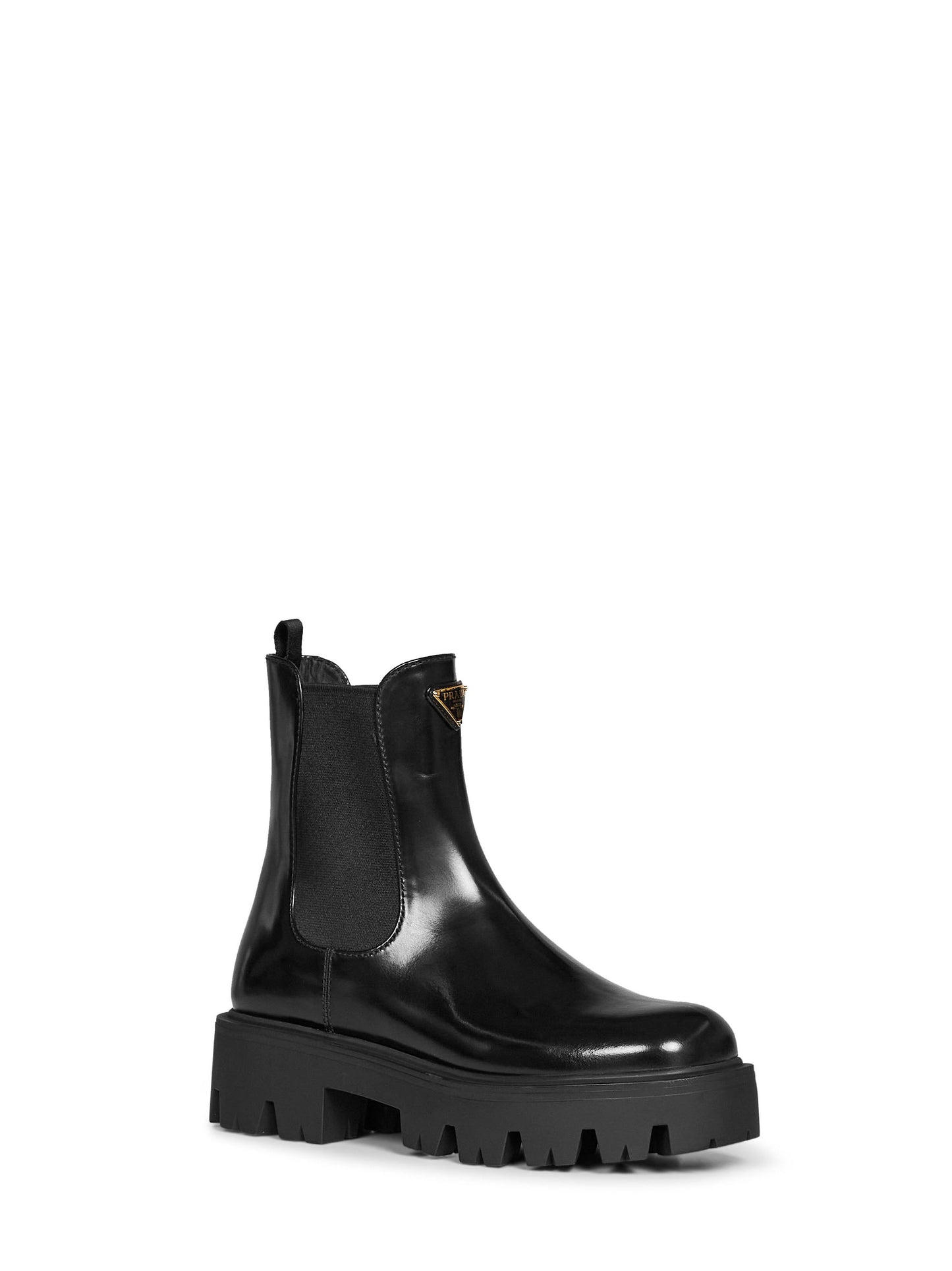 Prada Calzature Women Black Brushed Leather Ankle Boots PRADA
