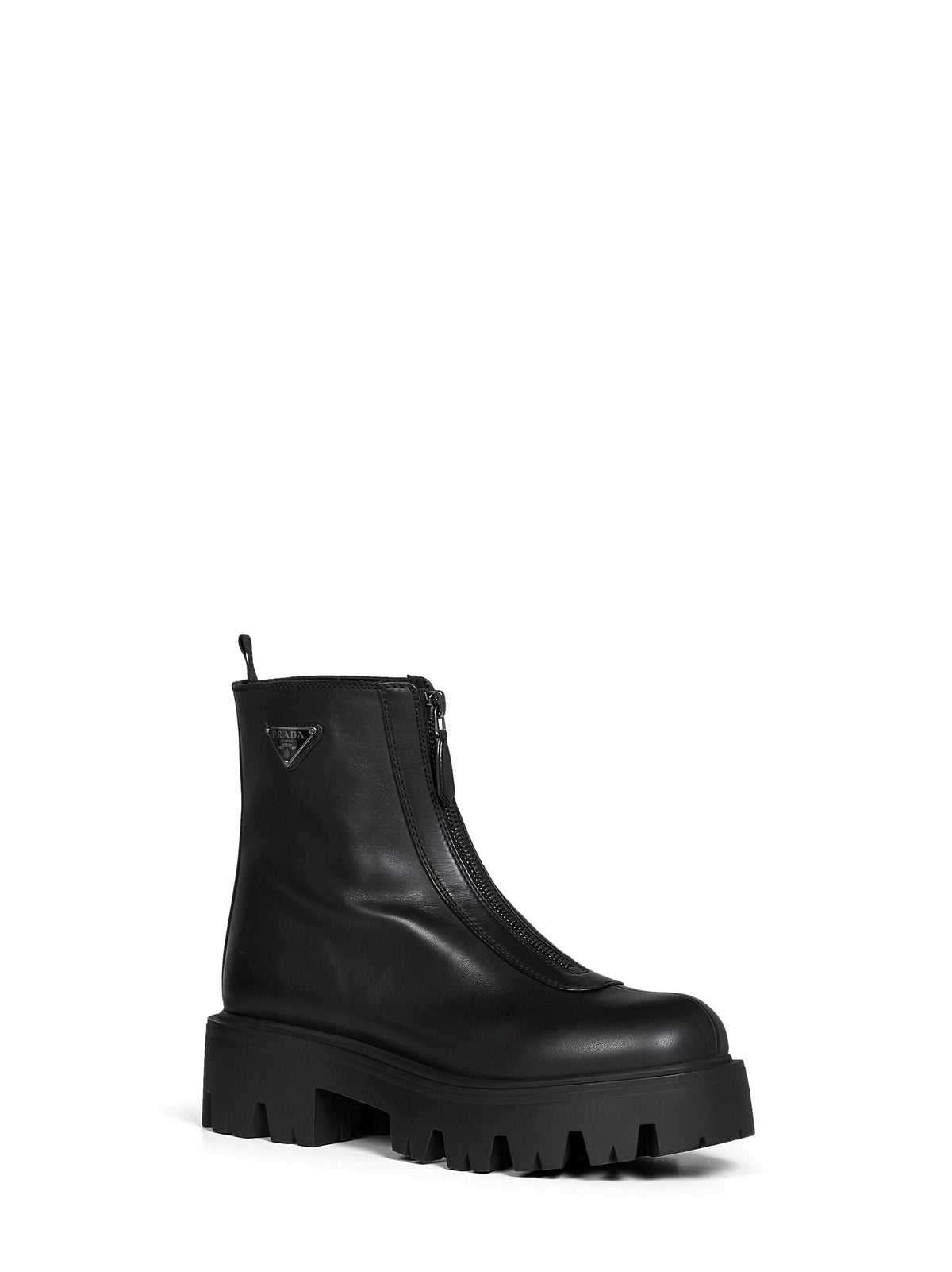 Prada Calzature Women Black Leather Zip-Up Ankle Boots PRADA