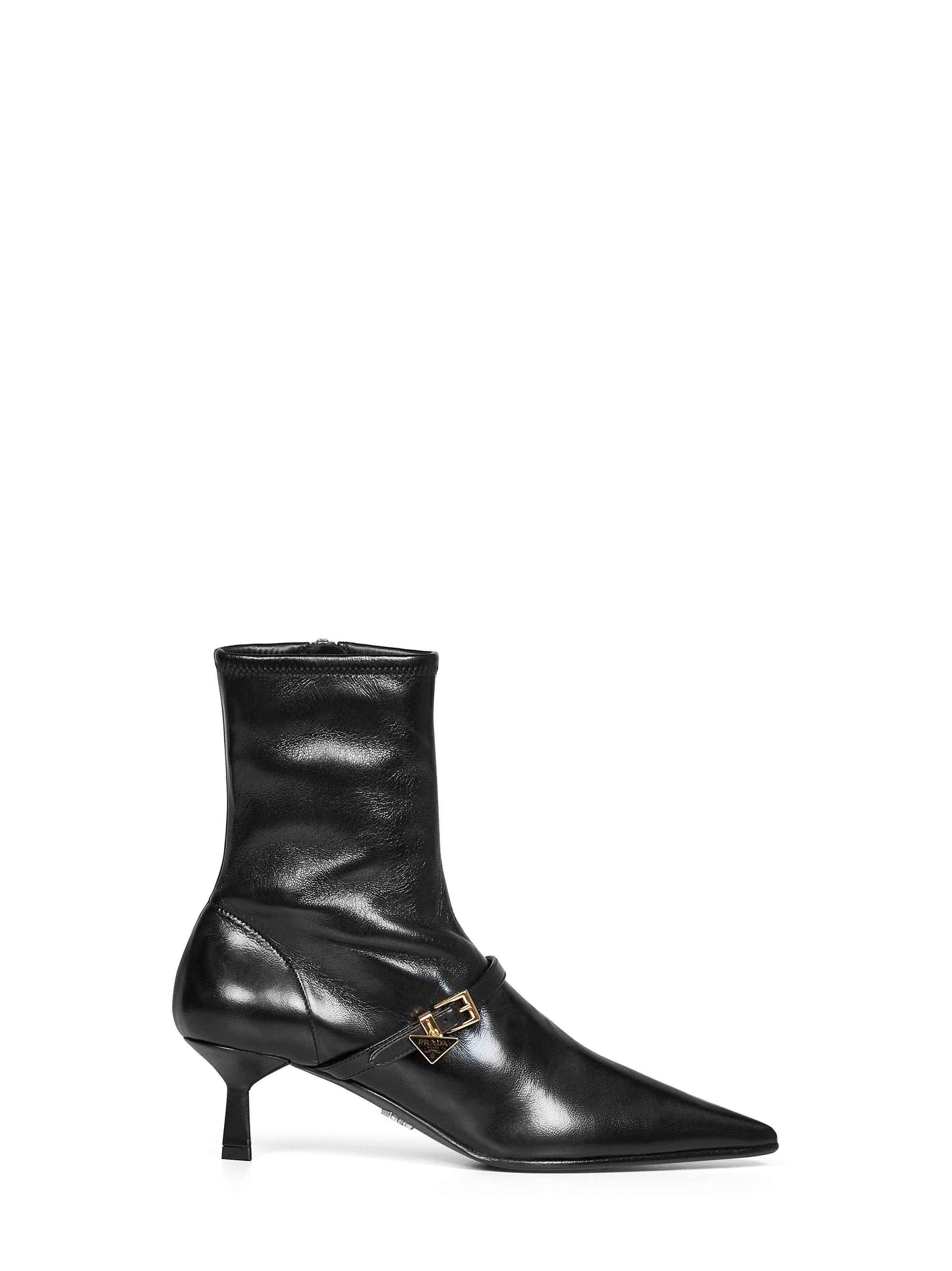 Prada Calzature Women Black Stretch Nappa Leather Ankle Boots PRADA