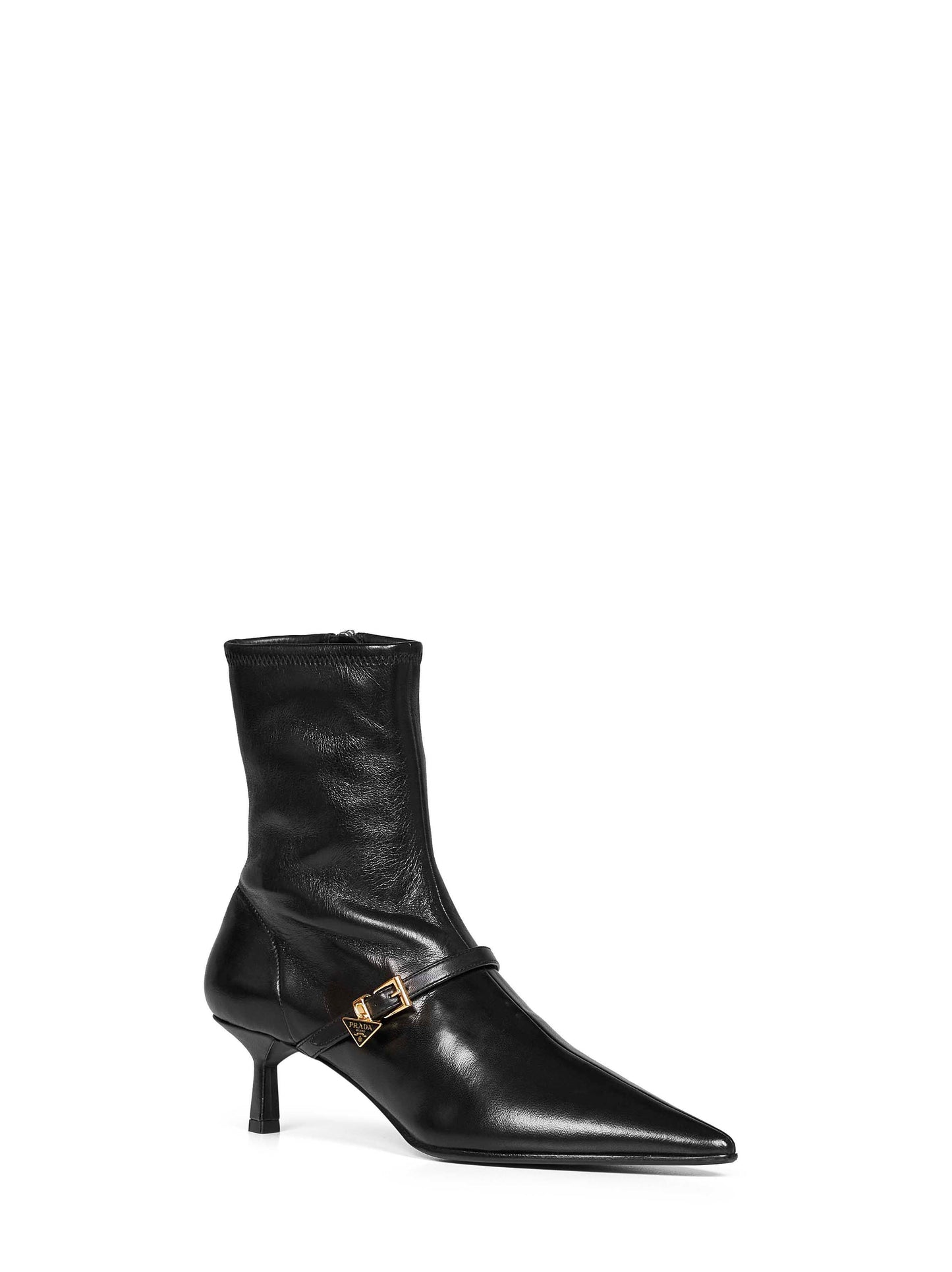 Prada Calzature Women Black Stretch Nappa Leather Ankle Boots PRADA
