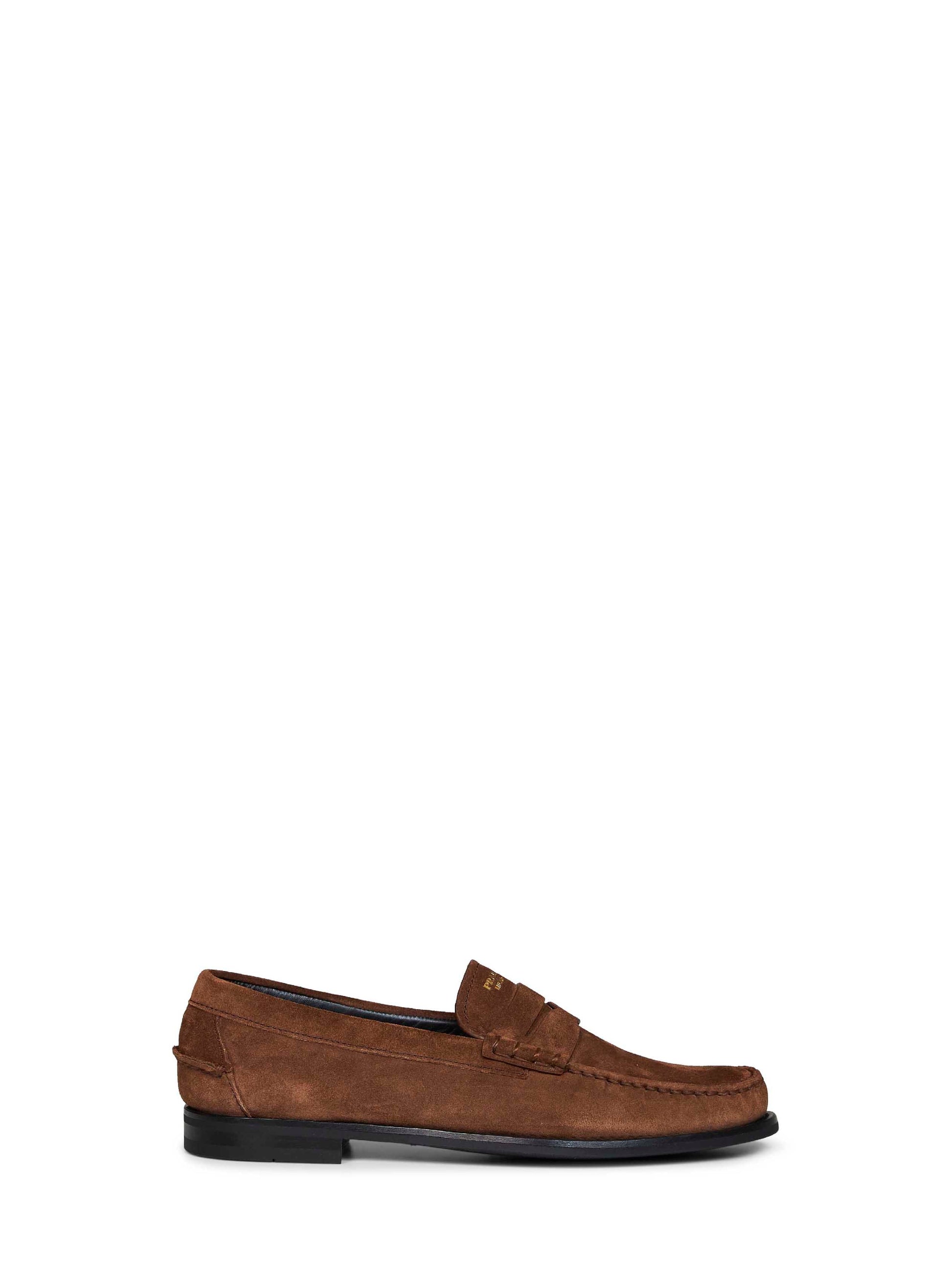 Prada Calzature Men Cocoa Aged-Effect Suede Loafers PRADA