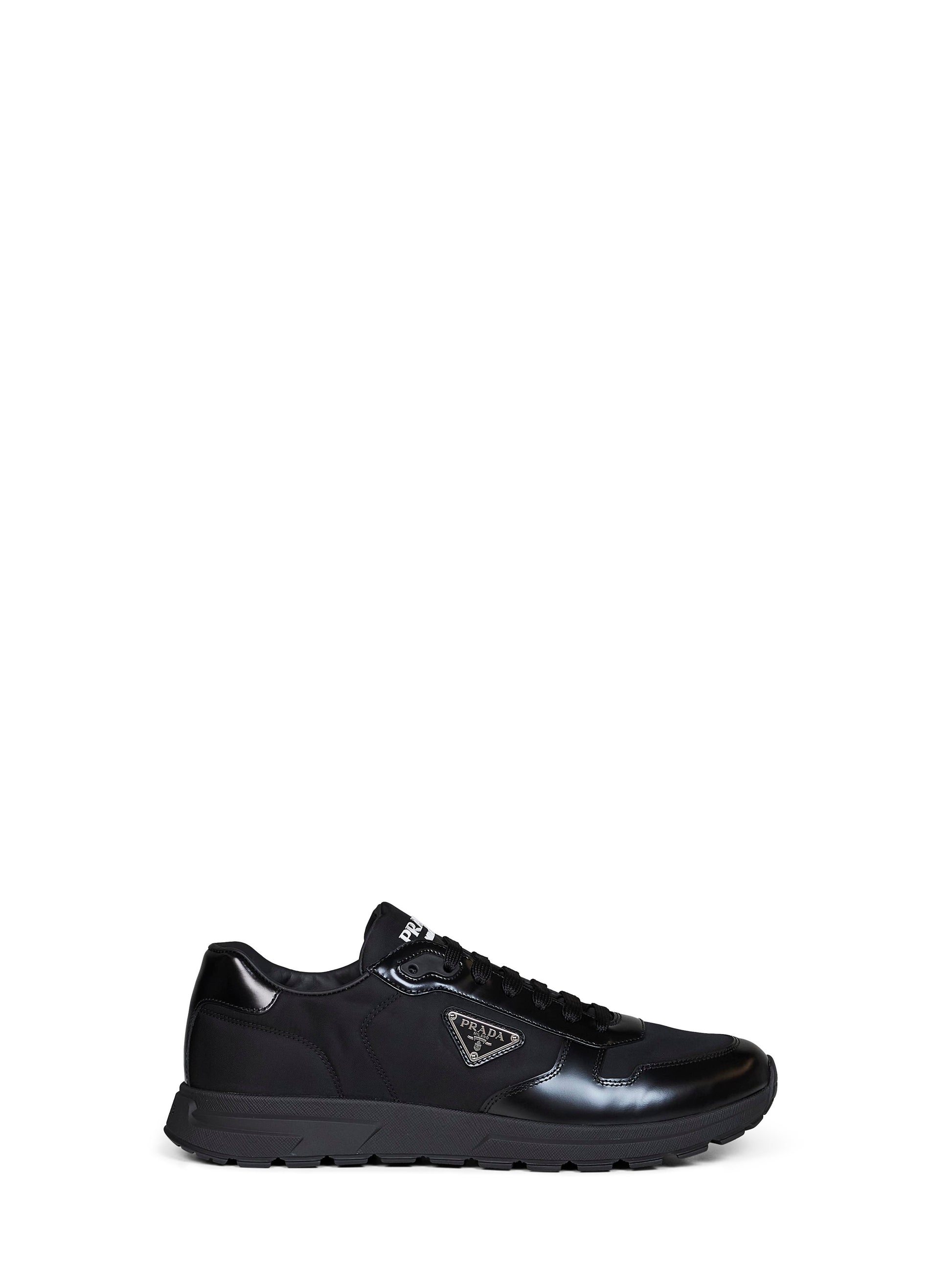 Prada Calzature Men Black Re-Nylon And Brushed Leather Prax 01 Sneakers PRADA