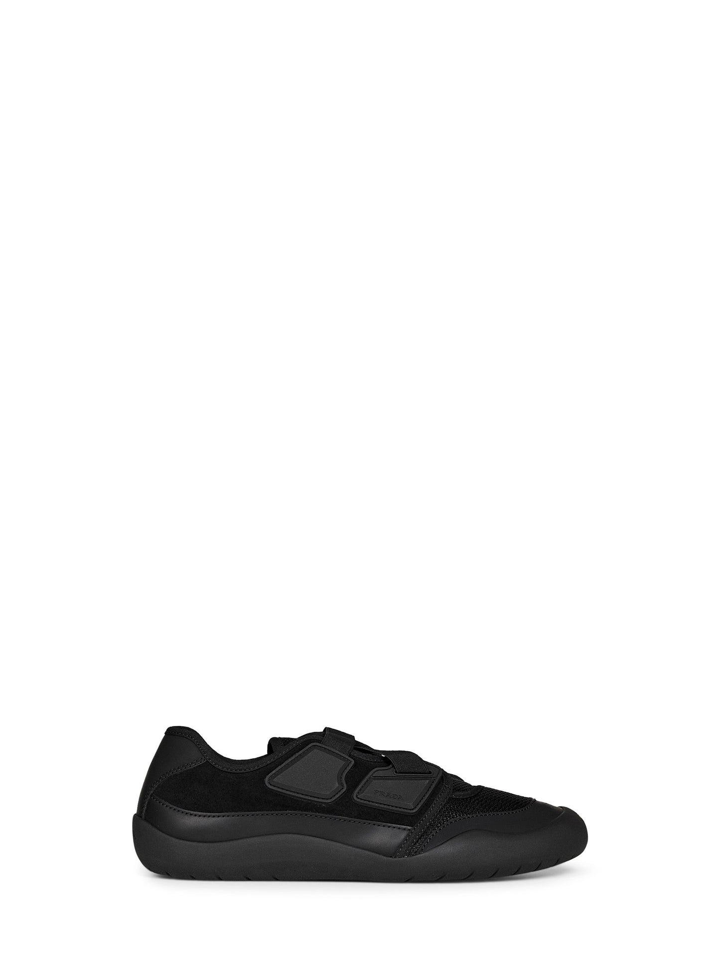 Prada Calzature Men Black Leather And Mesh Fabric Speedrock Sneakers PRADA