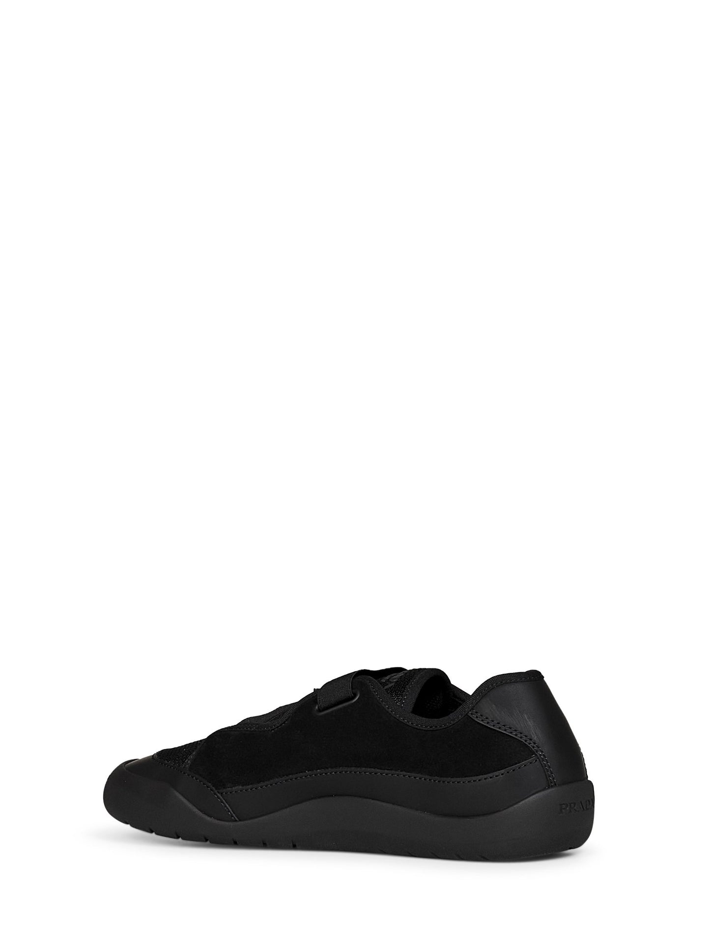 Prada Calzature Men Black Leather And Mesh Fabric Speedrock Sneakers PRADA