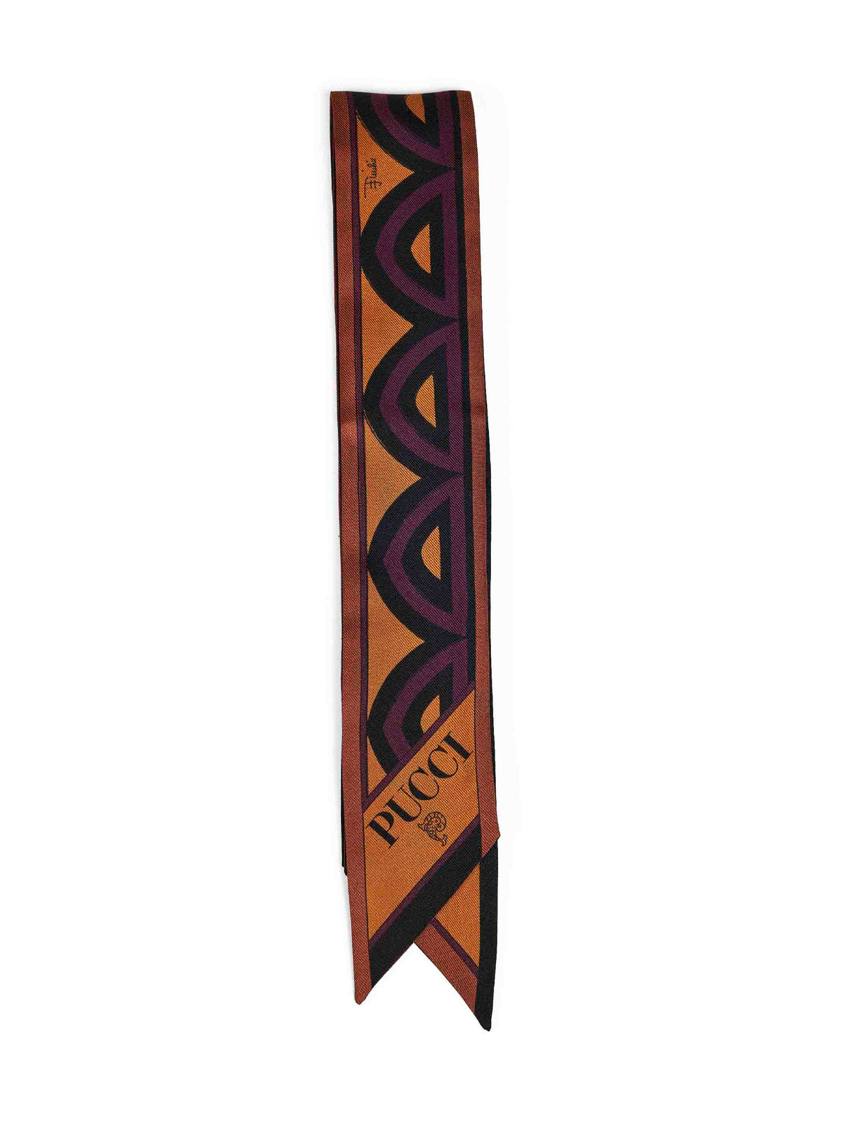 Pucci Women Burgundy And Gold Baiadera And Labirinto-Prints Silk Twill Bandeau Scarf PUCCI