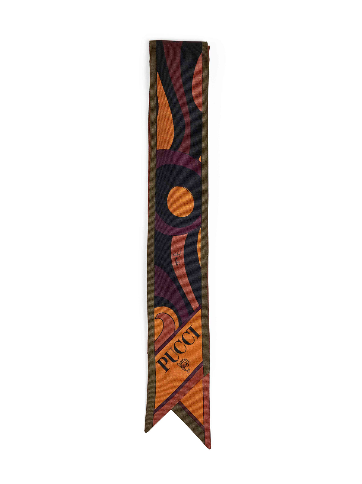 Pucci Women Burgundy And Gold Marmo And Cerchi-Prints Silk Twill Bandeau Scarf PUCCI