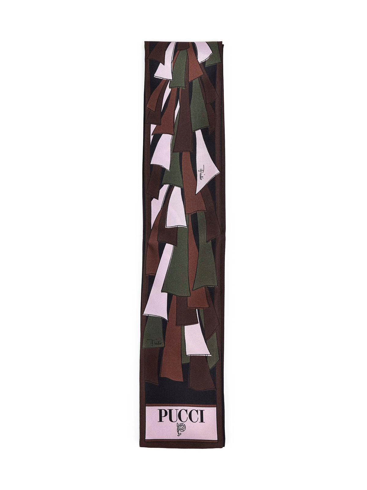 Pucci Women Khaki And Pink Baiadera Mix-Prints Silk Twill Bandeau Scarf PUCCI