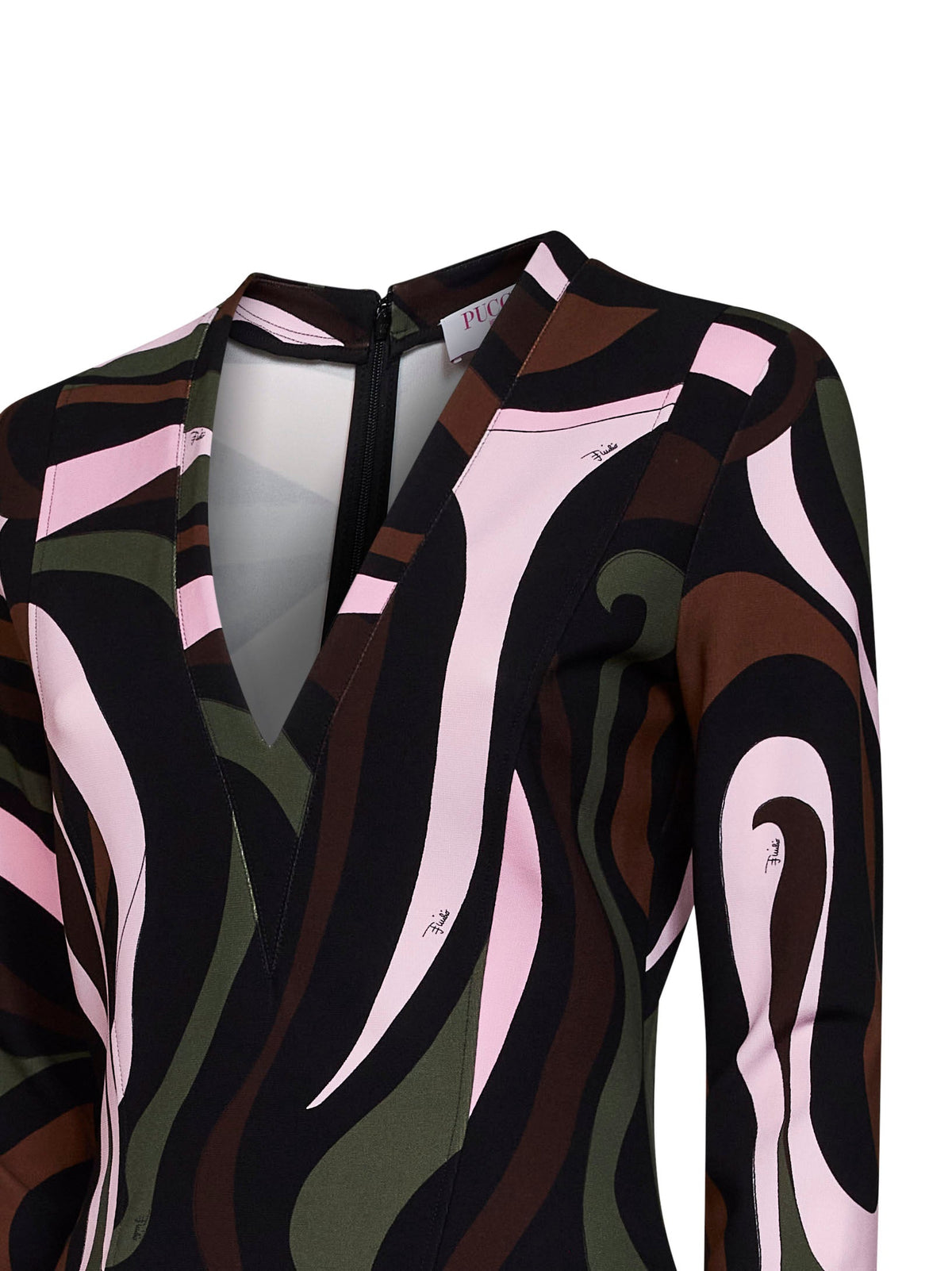 Pucci Women Khaki And Pink Marmo-Print Compact Jersey Mini Dress PUCCI