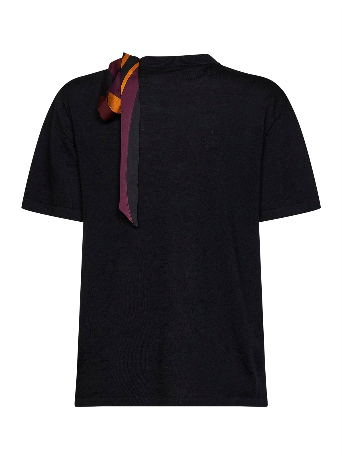 Pucci Women Black Superfine Wool T-Shirt With Printed Scarf Detail PUCCI