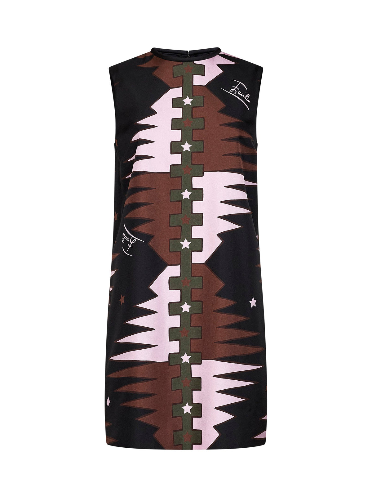 Pucci Women Khaki And Pink Valdimontone-Print Silk Twill Straight Mini Dress PUCCI