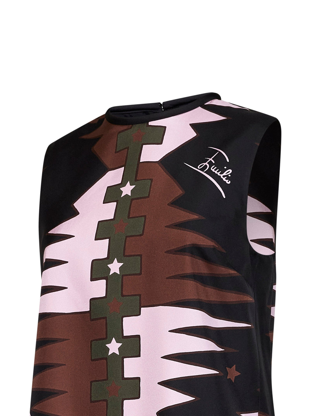 Pucci Women Khaki And Pink Valdimontone-Print Silk Twill Straight Mini Dress PUCCI
