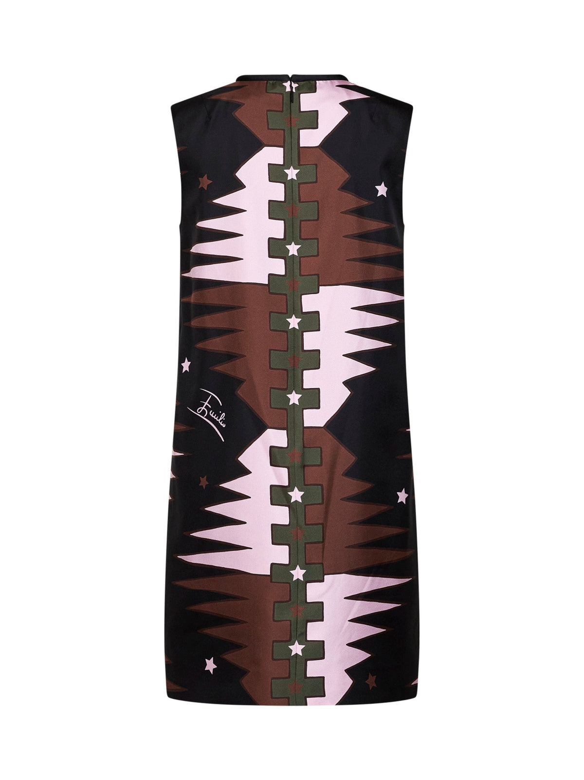 Pucci Women Khaki And Pink Valdimontone-Print Silk Twill Straight Mini Dress PUCCI
