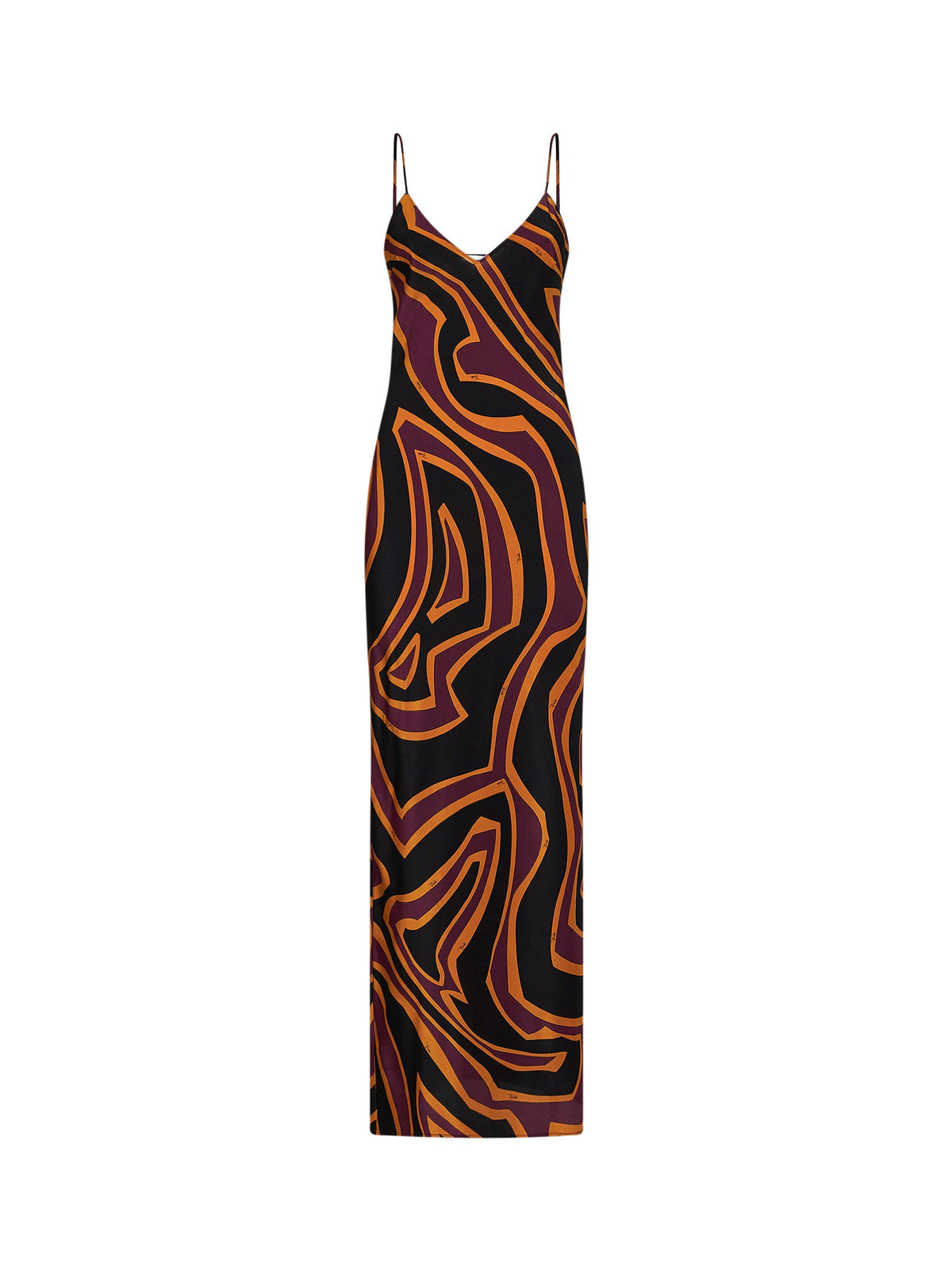 Pucci Women Burgundy And Gold Labirinto-Print Crêpe De Chine Long Slip Dress PUCCI