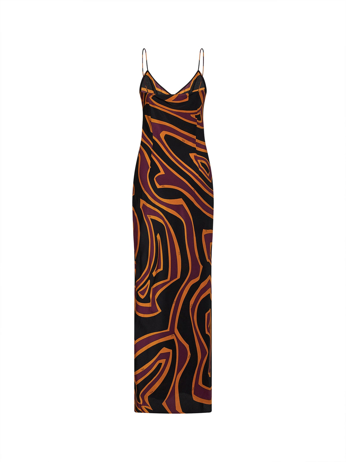 Pucci Women Burgundy And Gold Labirinto-Print Crêpe De Chine Long Slip Dress PUCCI