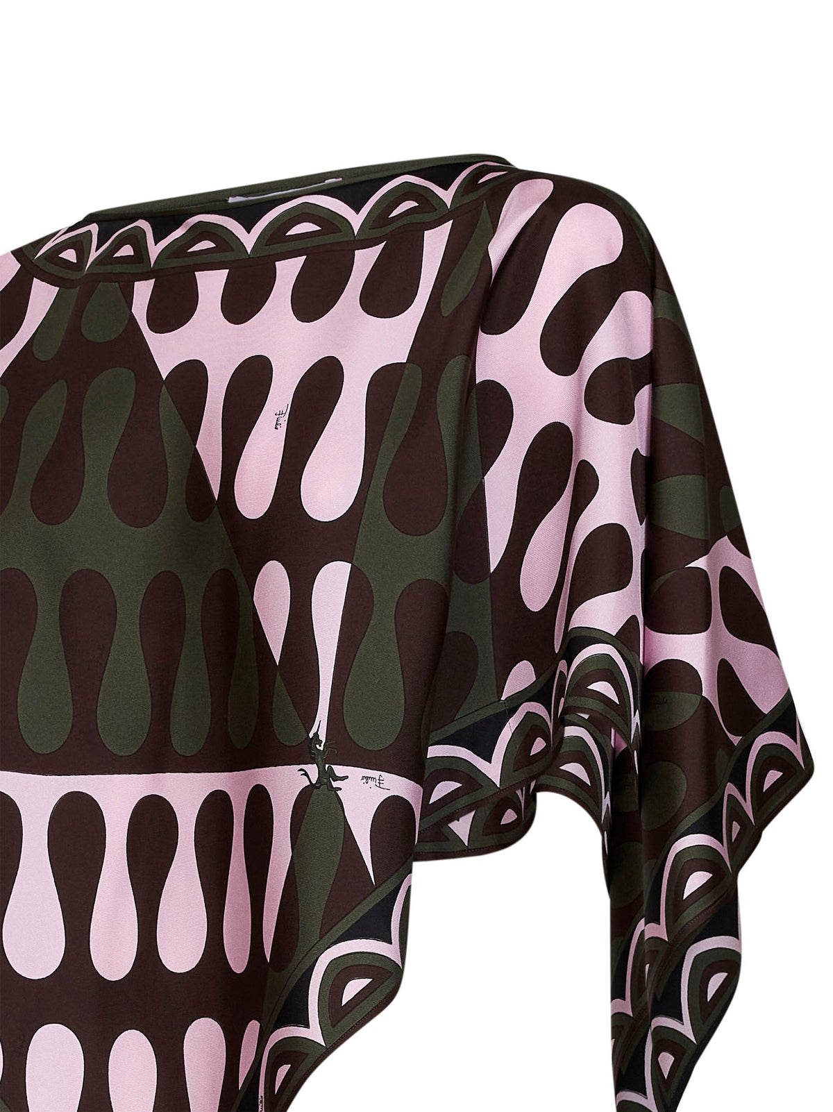 Pucci Women Khaki And Pink Leocorno-Print Silk Twill Kaftan Top PUCCI