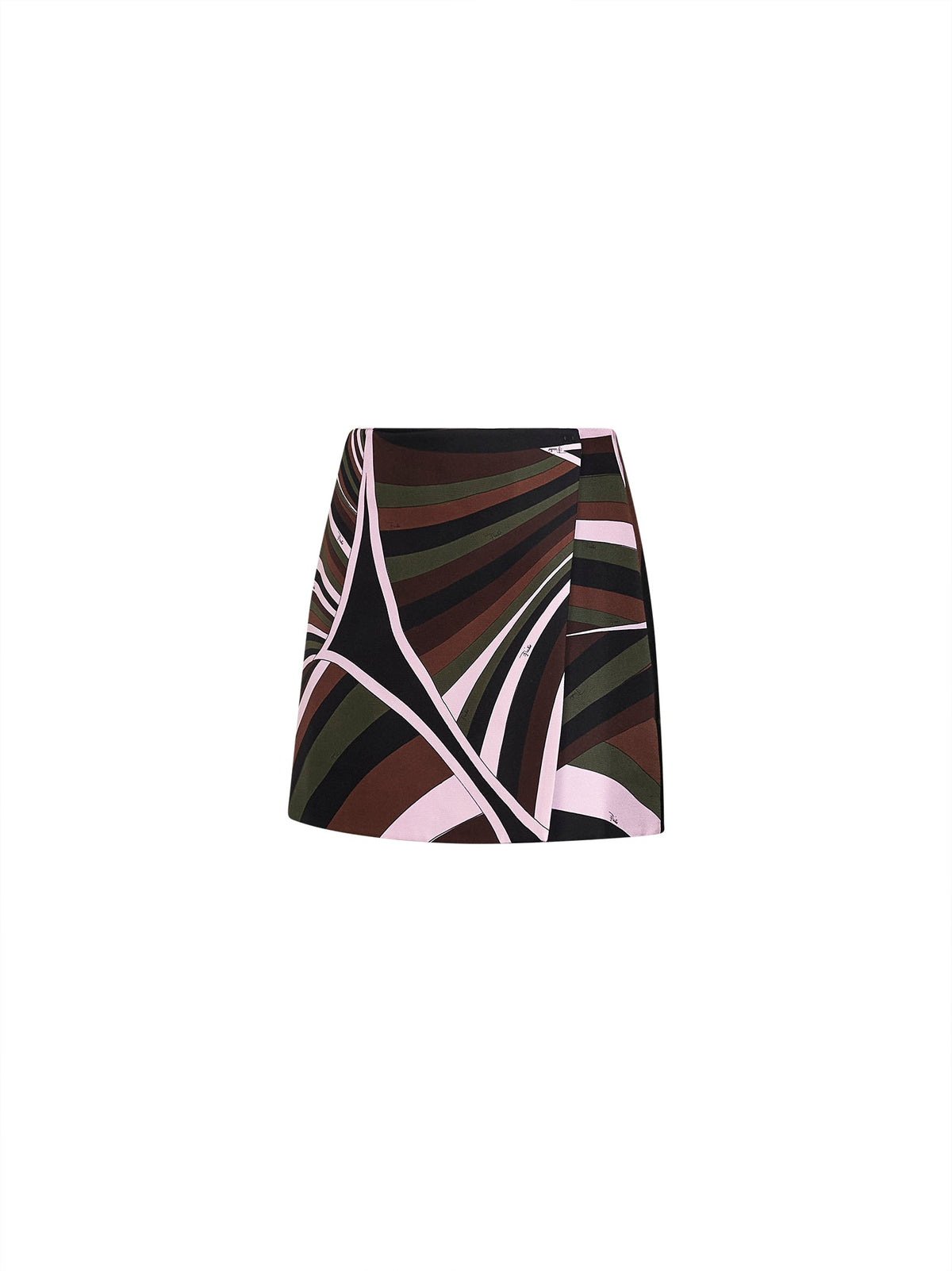 Pucci Women Khaki And Pink Iride-Print Crêpe De Chine Mini Skirt PUCCI