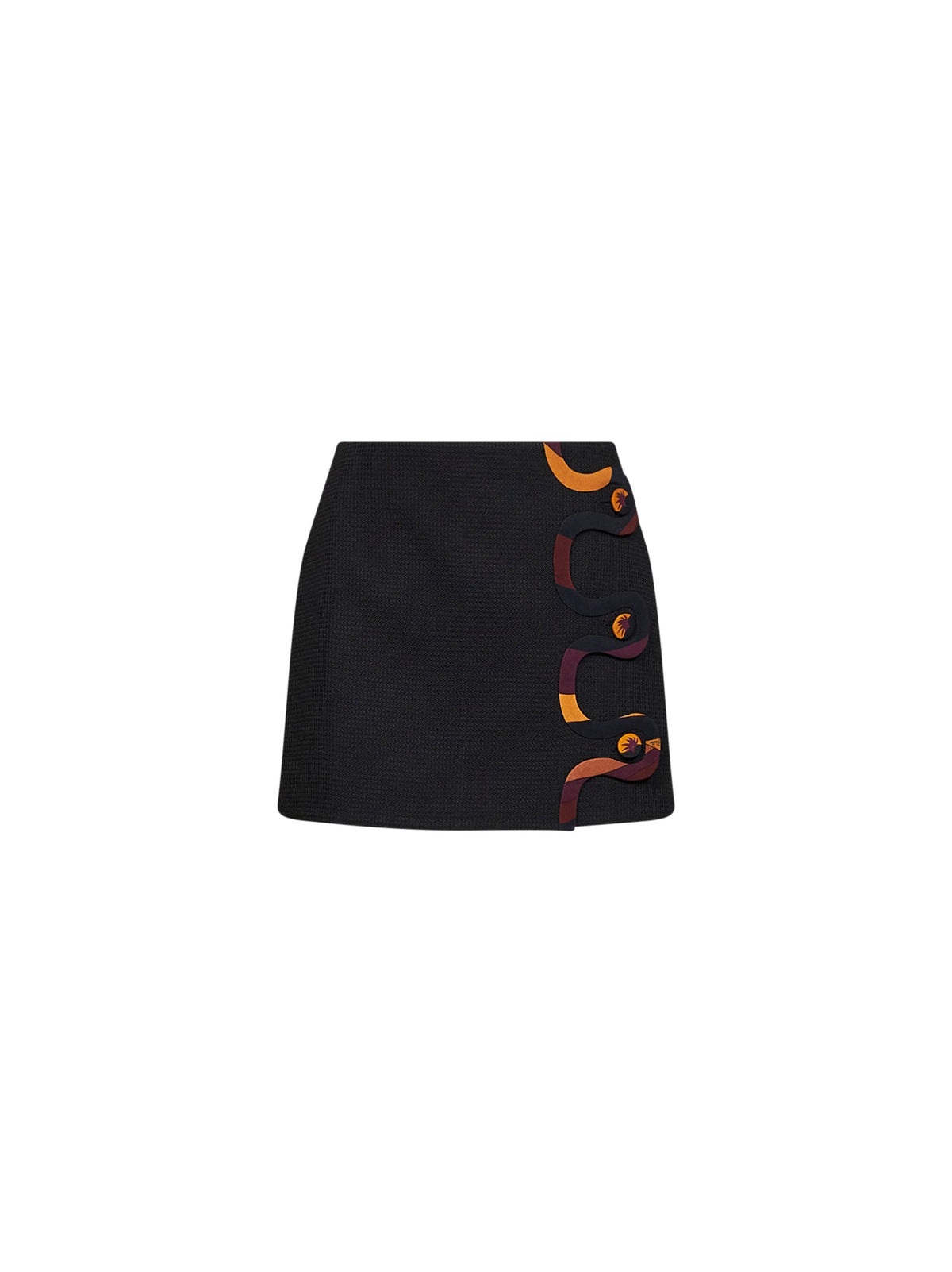 Pucci Women Black Tecno Poudre Mini Skirt With Printed Wavy Trim PUCCI