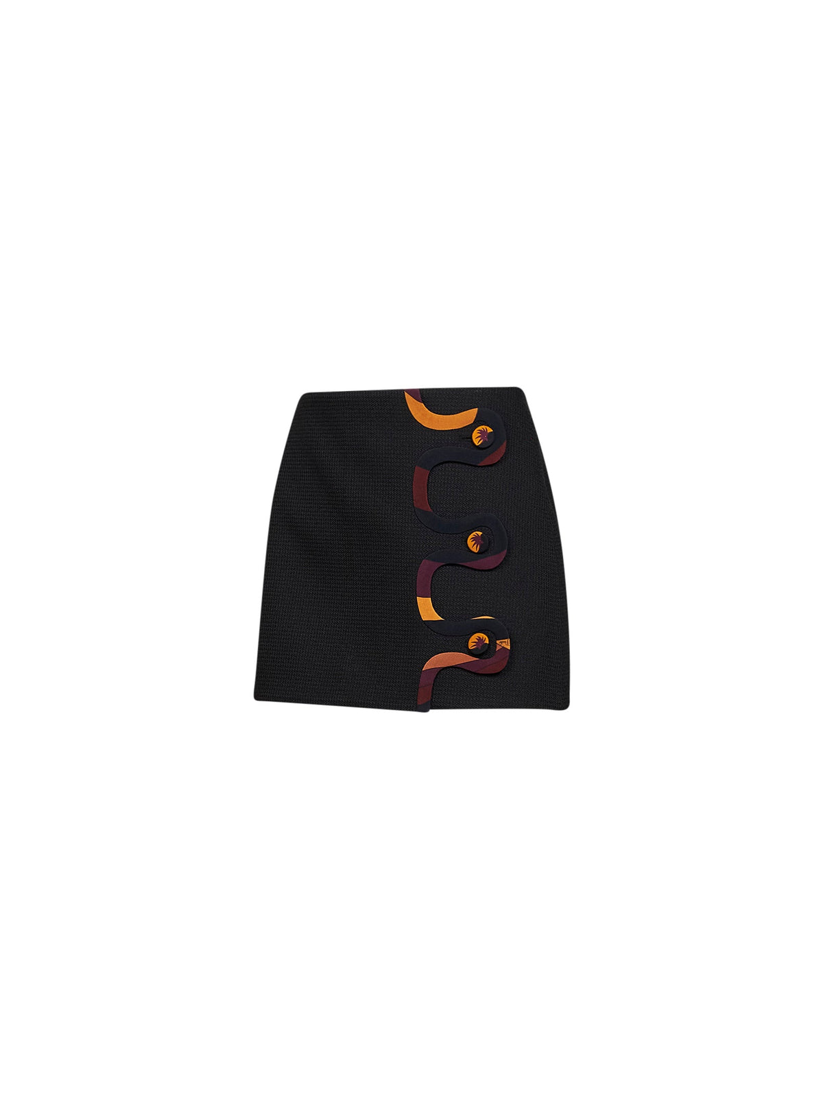 Pucci Women Black Tecno Poudre Mini Skirt With Printed Wavy Trim PUCCI
