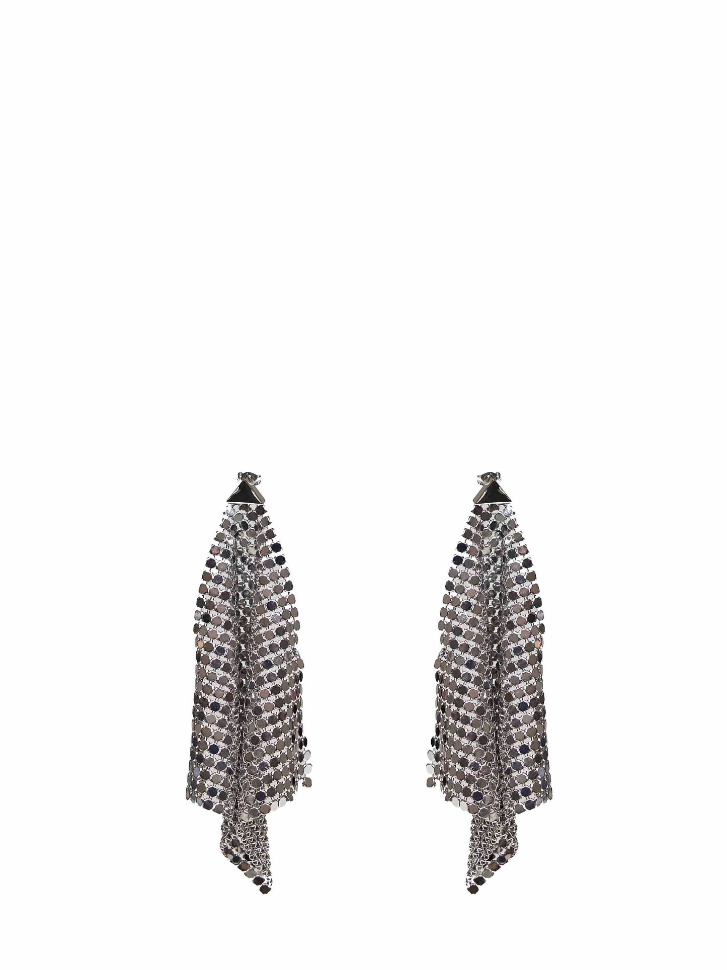 Rabanne Women Silver Chain Mail Pixel Flow Earrings PACO RABANNE
