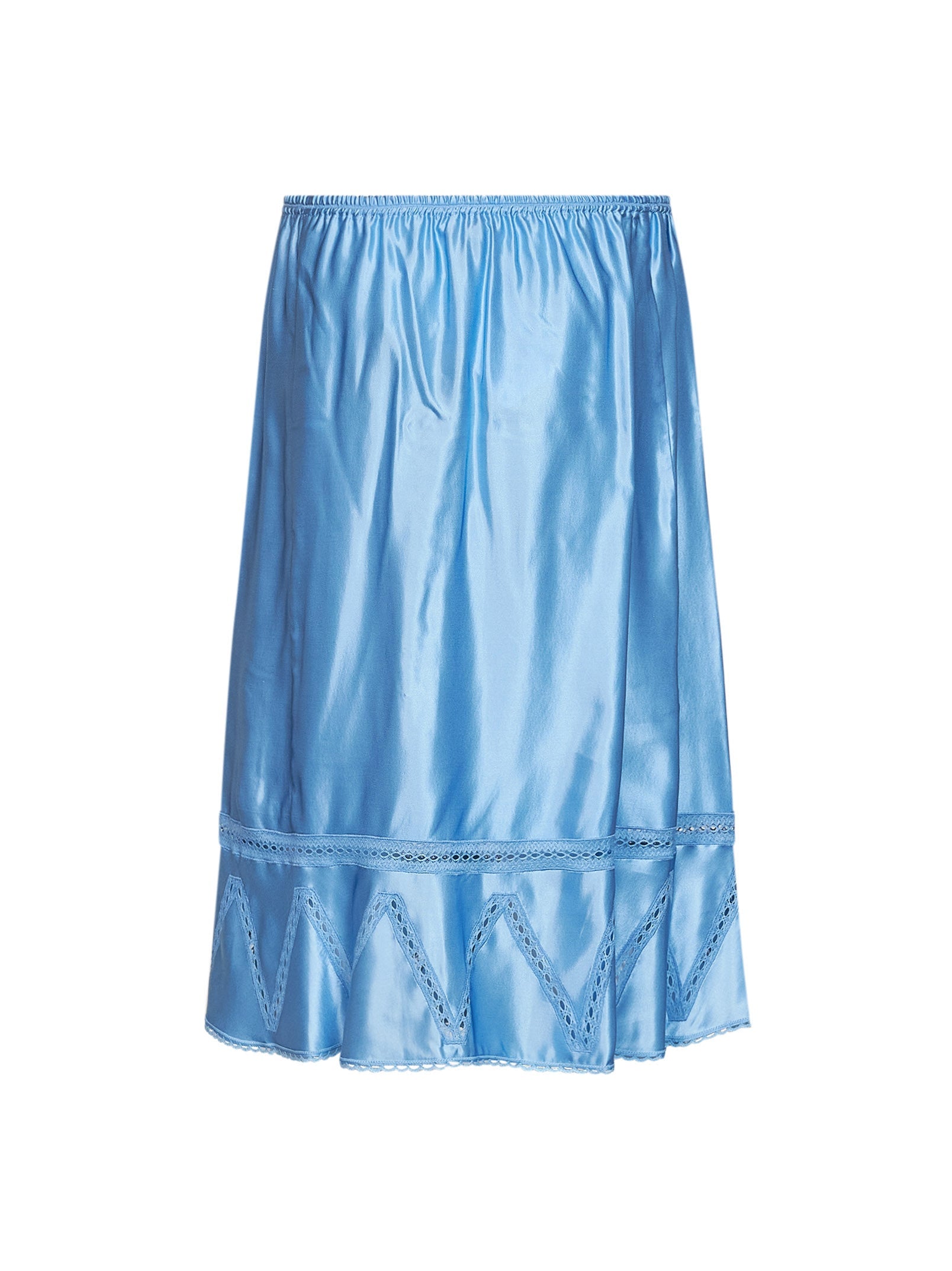 Rabanne Women Sunset Blue Viscose And Silk Satin Midi Skirt With Lace PACO RABANNE