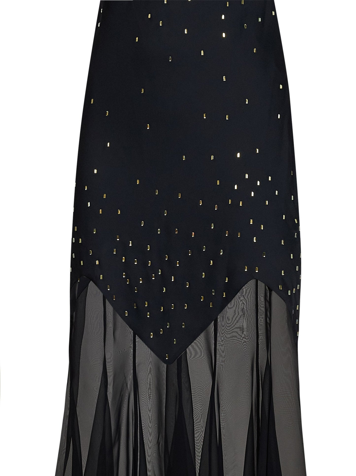 Rabanne Women Black Crystal-Embellished Satin And Sheer Chiffon Long Dress PACO RABANNE