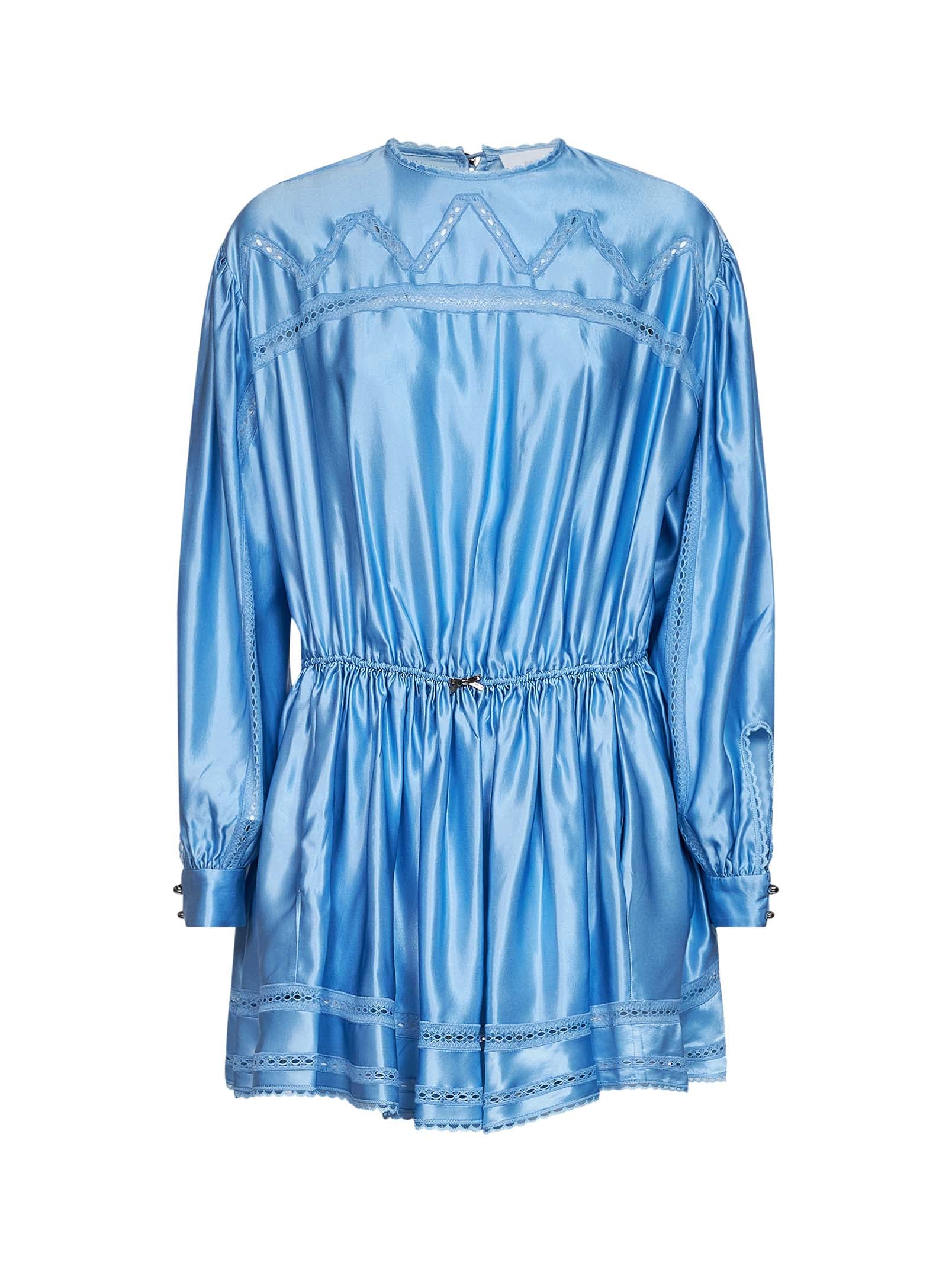 Rabanne Women Sunset Blue Viscose And Silk Satin Mini Dress With Lace PACO RABANNE