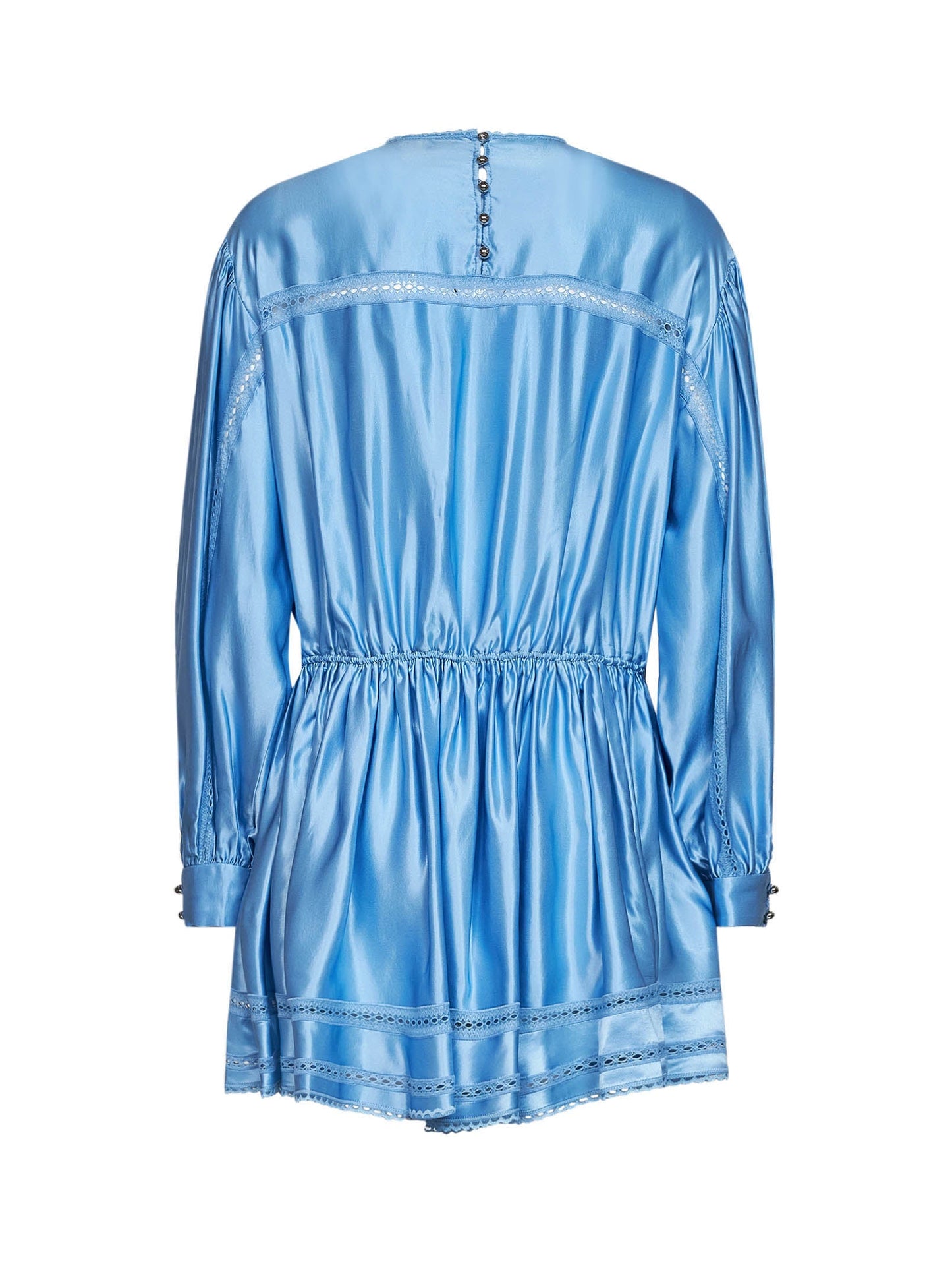 Rabanne Women Sunset Blue Viscose And Silk Satin Mini Dress With Lace PACO RABANNE
