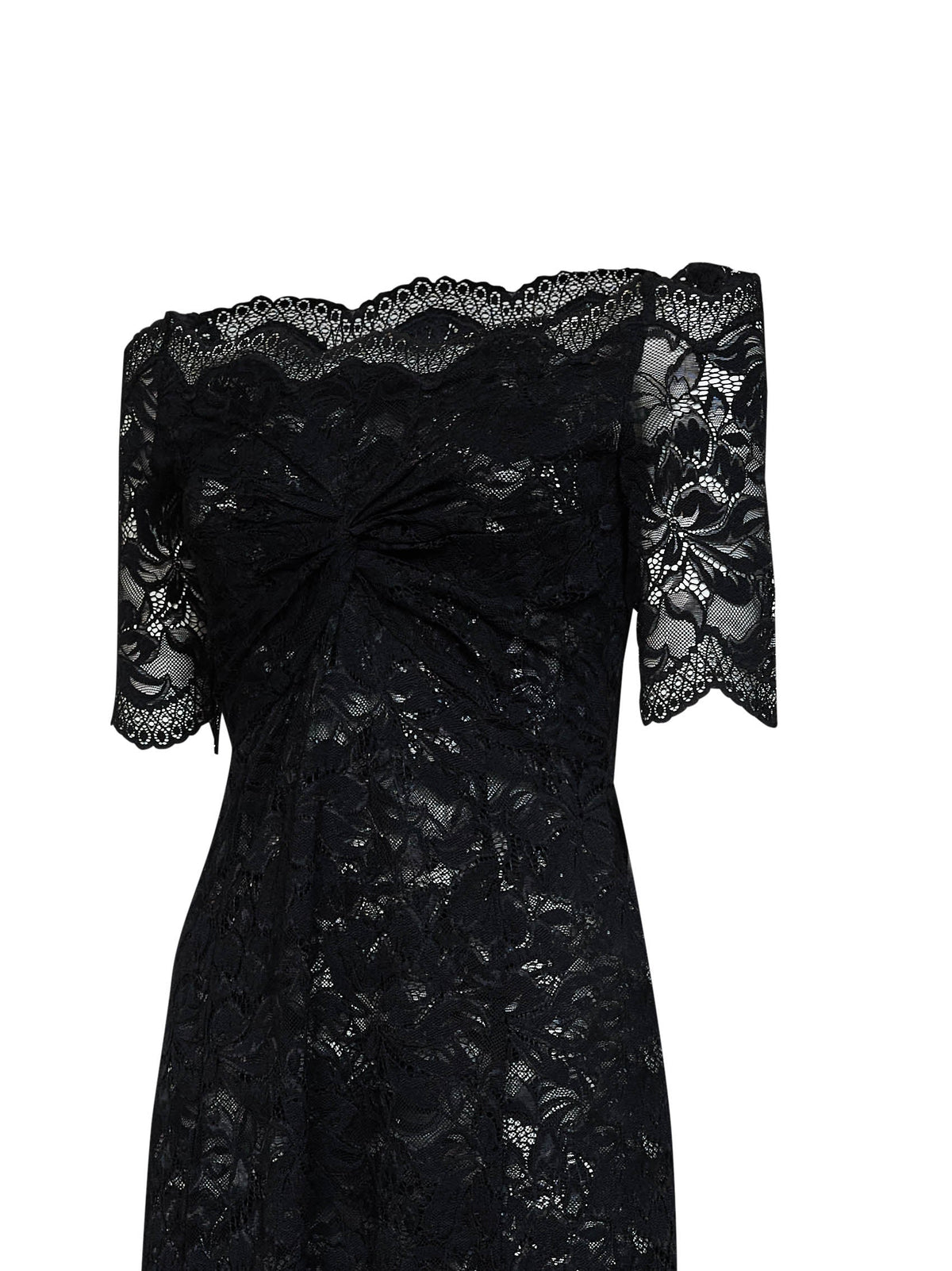 Rabanne Women Black Layered Stretch Lace Off-The-Shoulder Maxi Dress PACO RABANNE