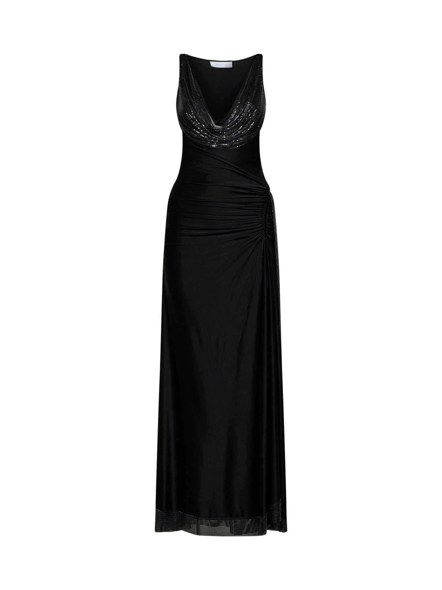 Rabanne Women Black Viscose Jersey And Mesh Long Dress PACO RABANNE