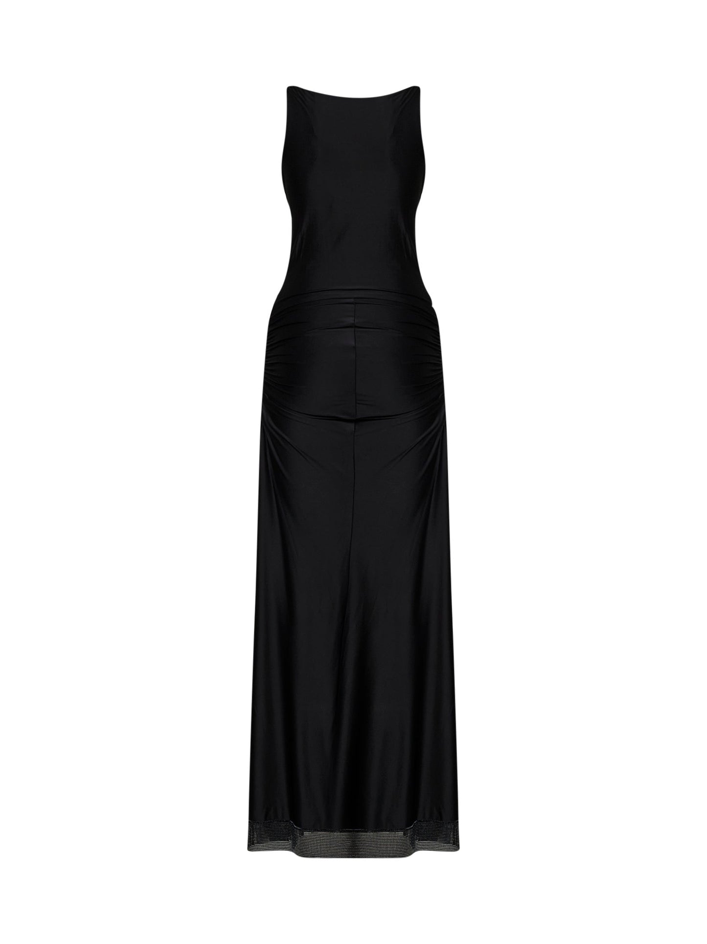 Rabanne Women Black Viscose Jersey And Mesh Long Dress PACO RABANNE