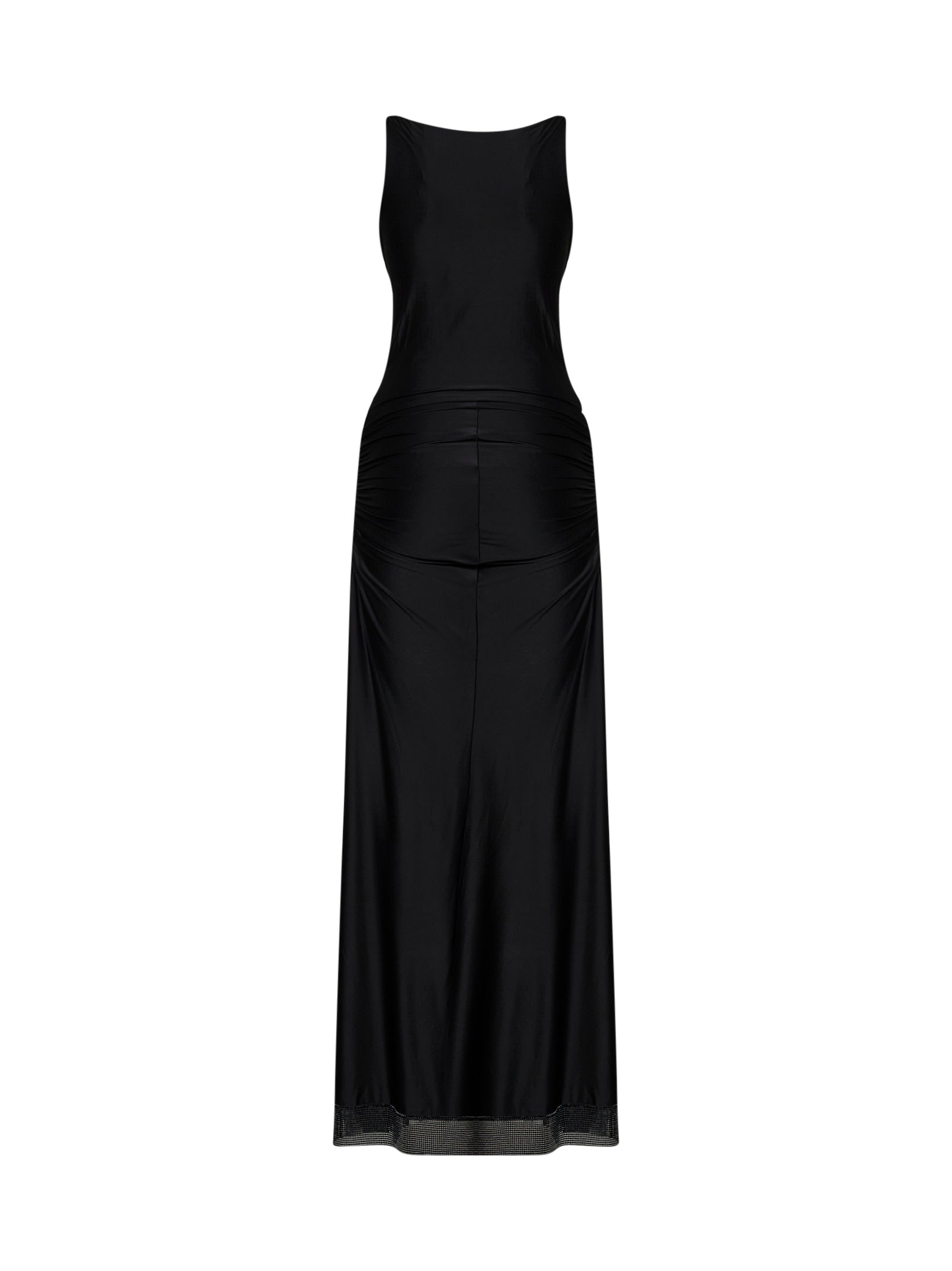 Rabanne Women Black Viscose Jersey And Mesh Long Dress PACO RABANNE