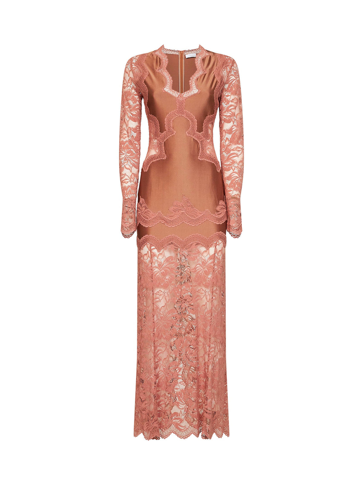 Rabanne Women New Caramel Jersey And Lace Midi Dress PACO RABANNE