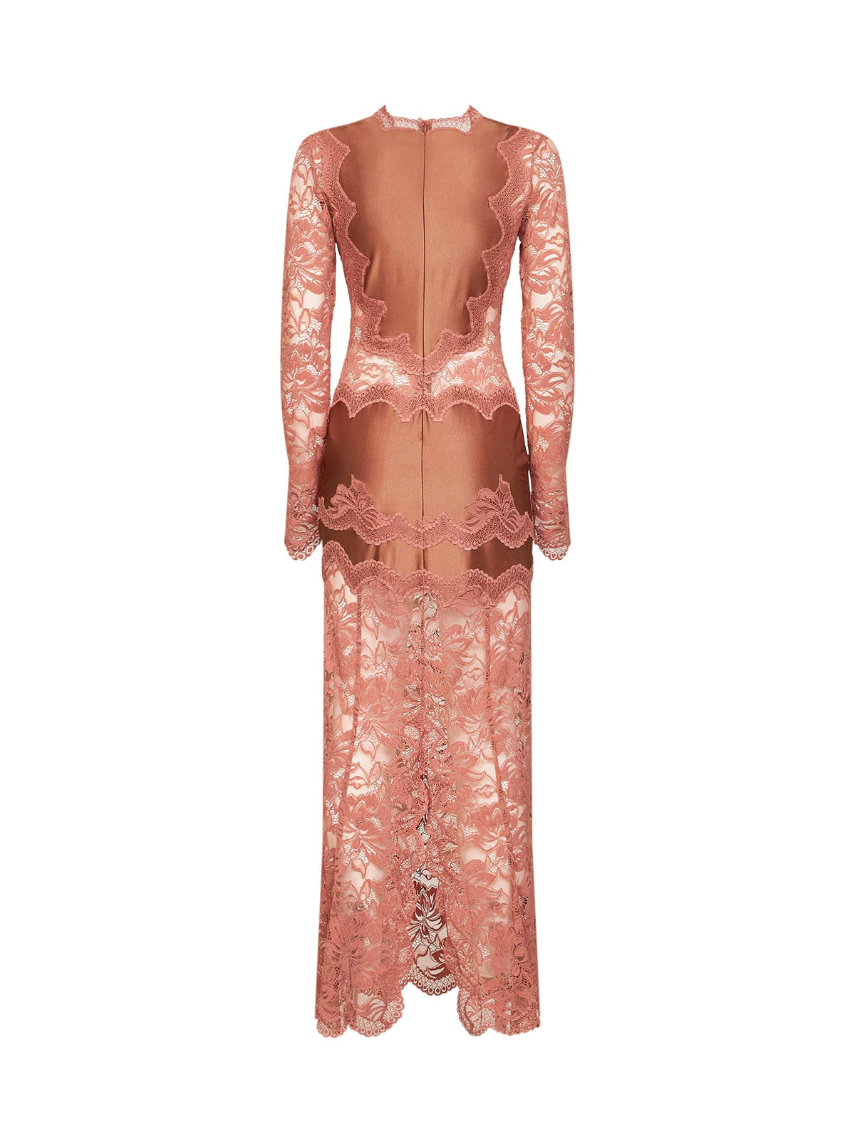 Rabanne Women New Caramel Jersey And Lace Midi Dress PACO RABANNE