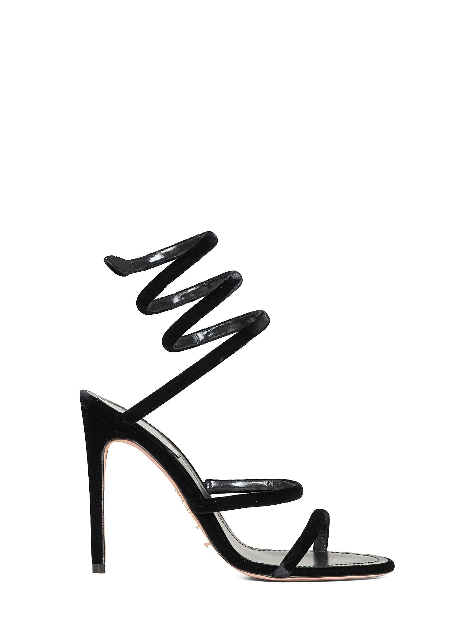 Rene Caovilla Women Black Velvet Cleo 105 Sandals RENE CAOVILLA
