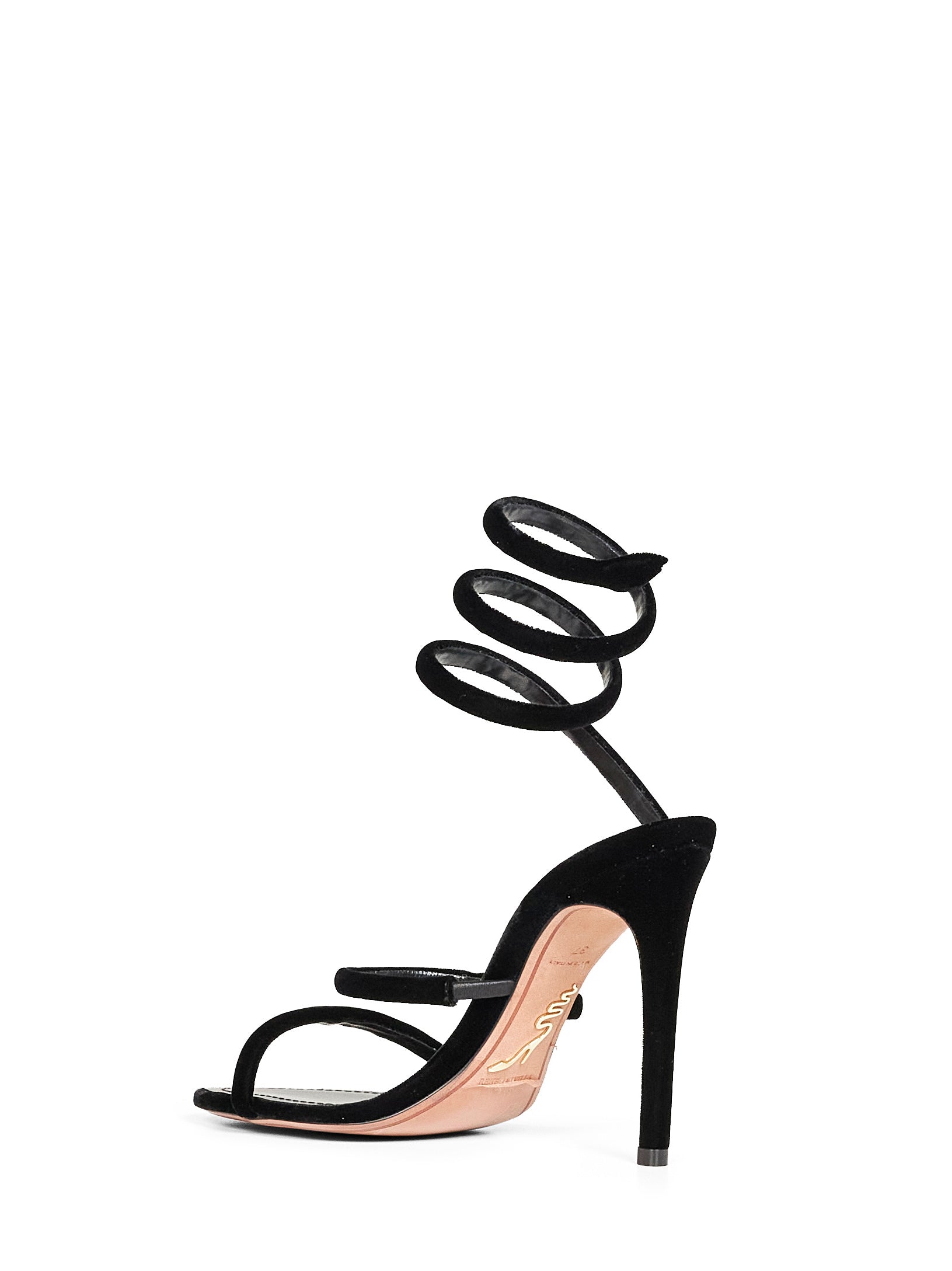 Rene Caovilla Women Black Velvet Cleo 105 Sandals RENE CAOVILLA