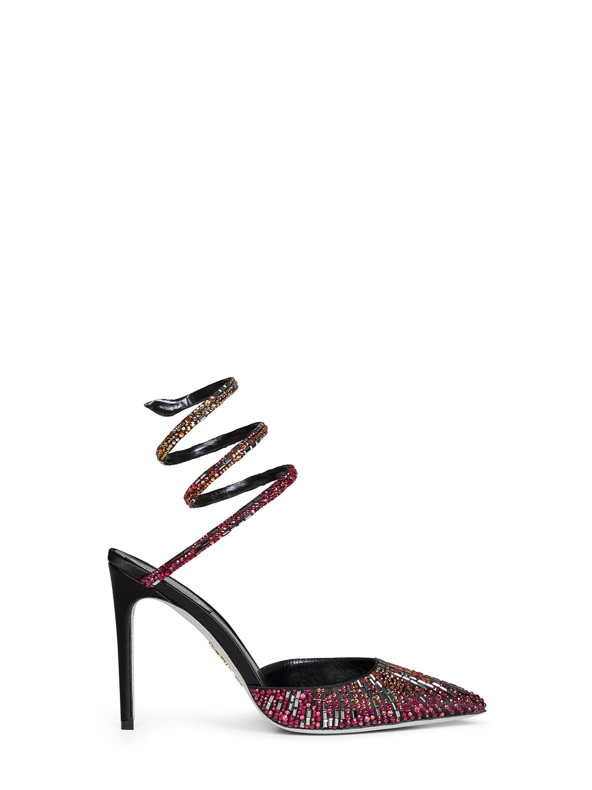 Rene Caovilla Women Black Swarovski Crystal-Embellished Satin 105 Slingback Pumps RENE CAOVILLA