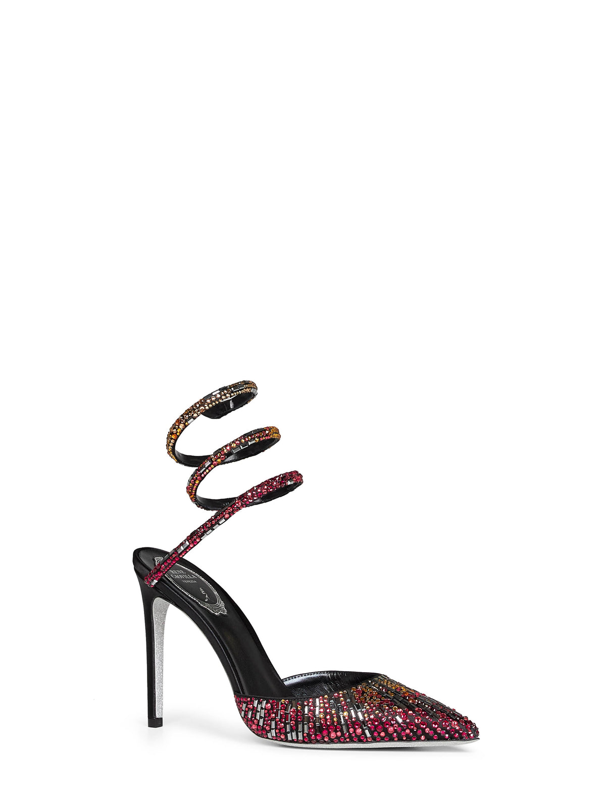 Rene Caovilla Women Black Swarovski Crystal-Embellished Satin 105 Slingback Pumps RENE CAOVILLA